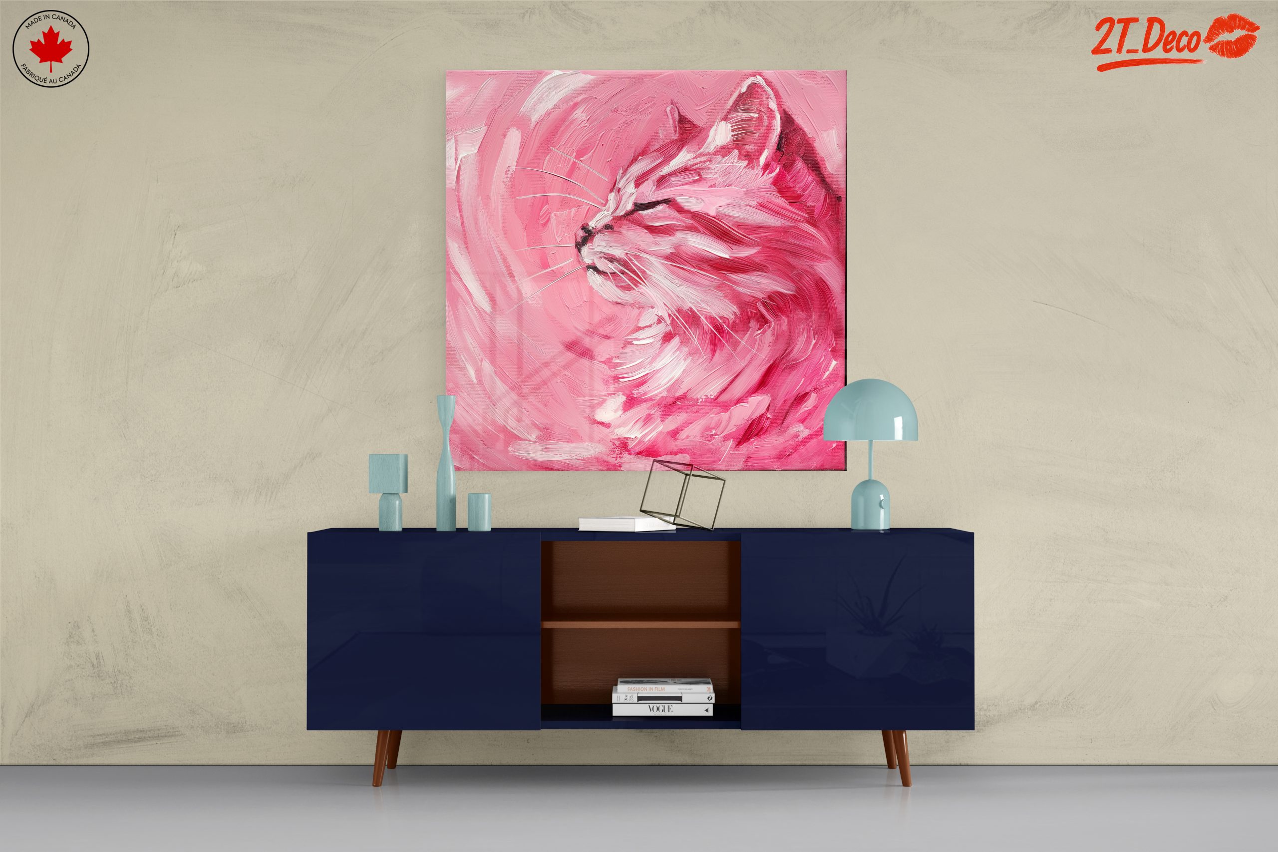 Vibrant Cat Art in Pink Hues - Image 8