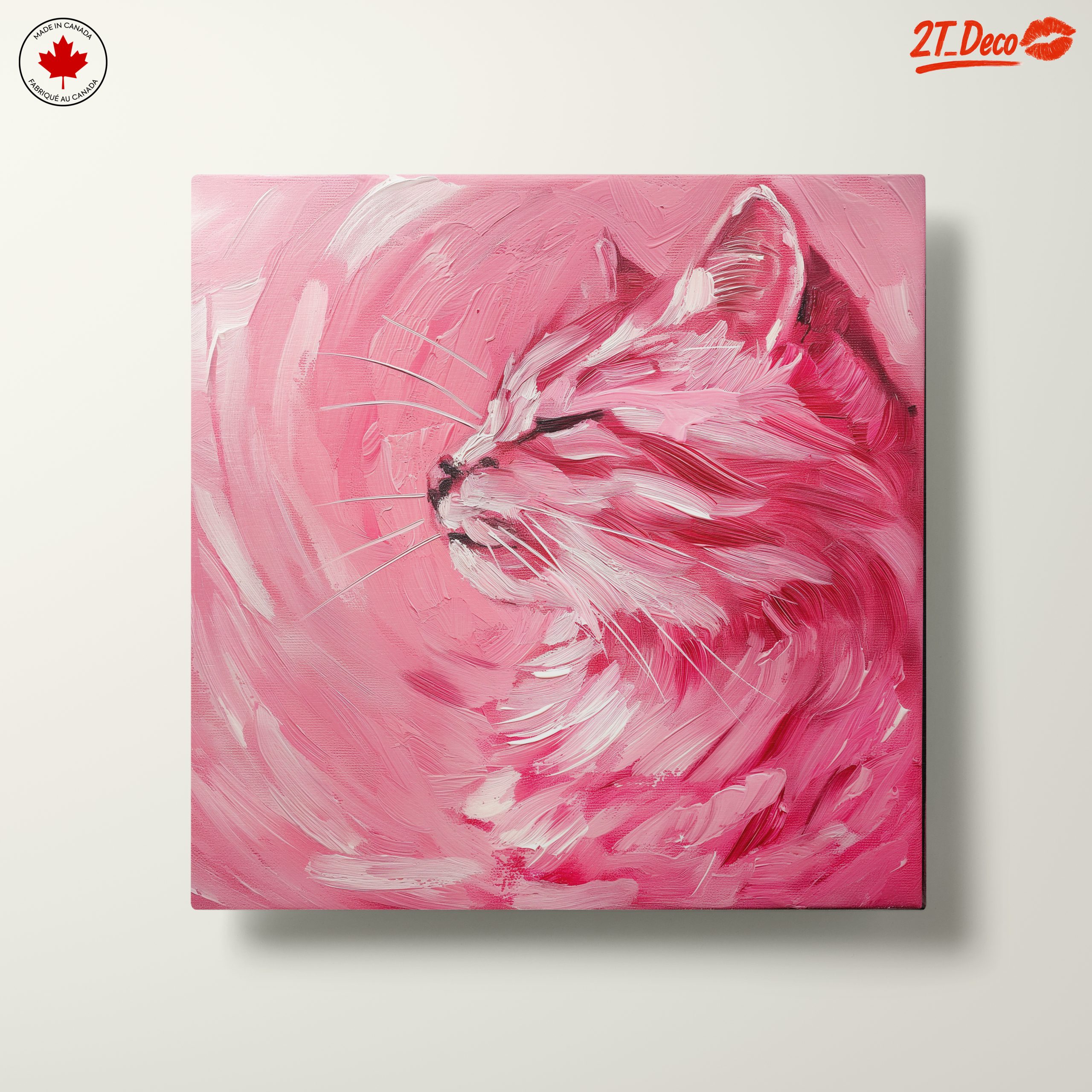 Vibrant Cat Art in Pink Hues - Image 10