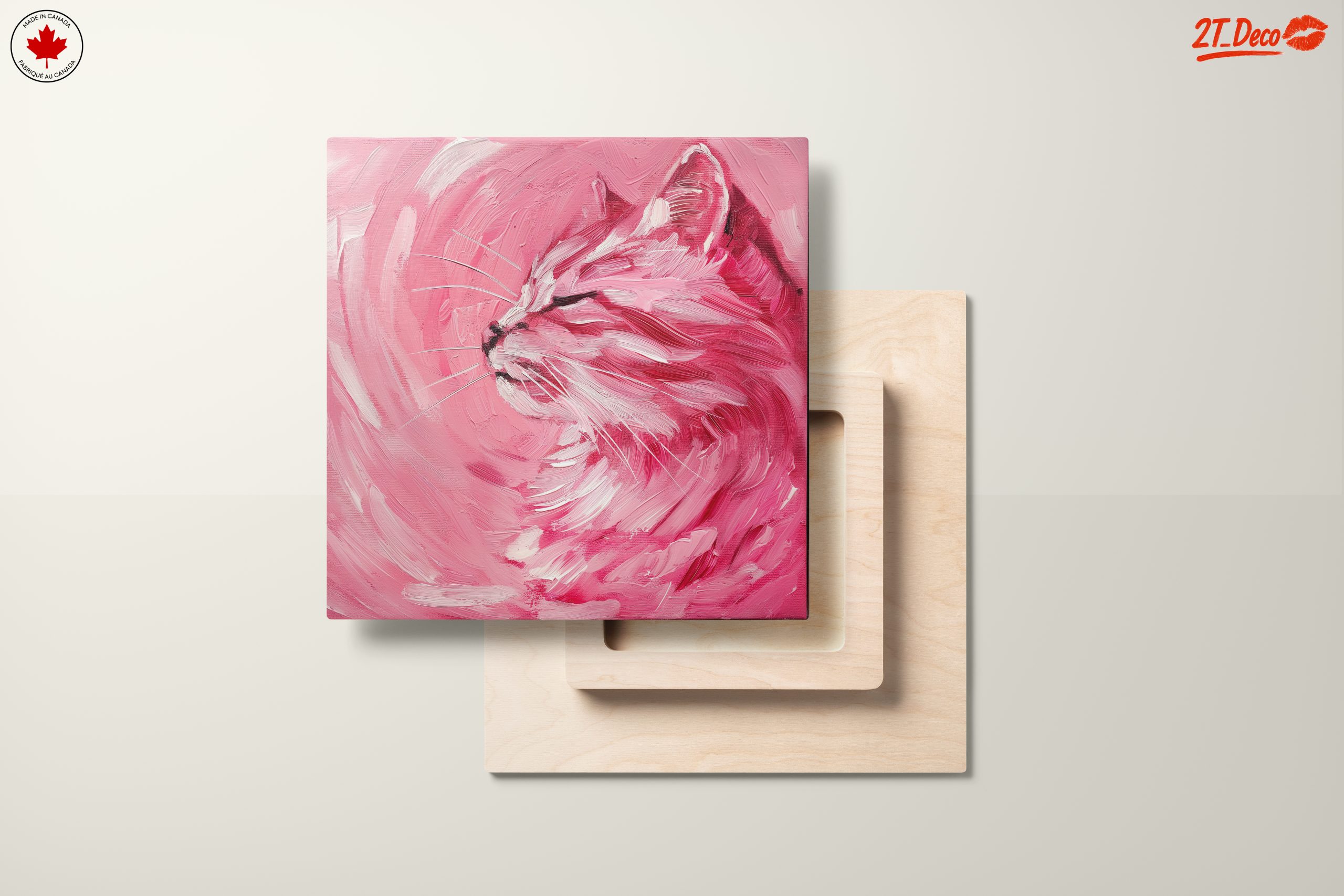 Vibrant Cat Art in Pink Hues - Image 11
