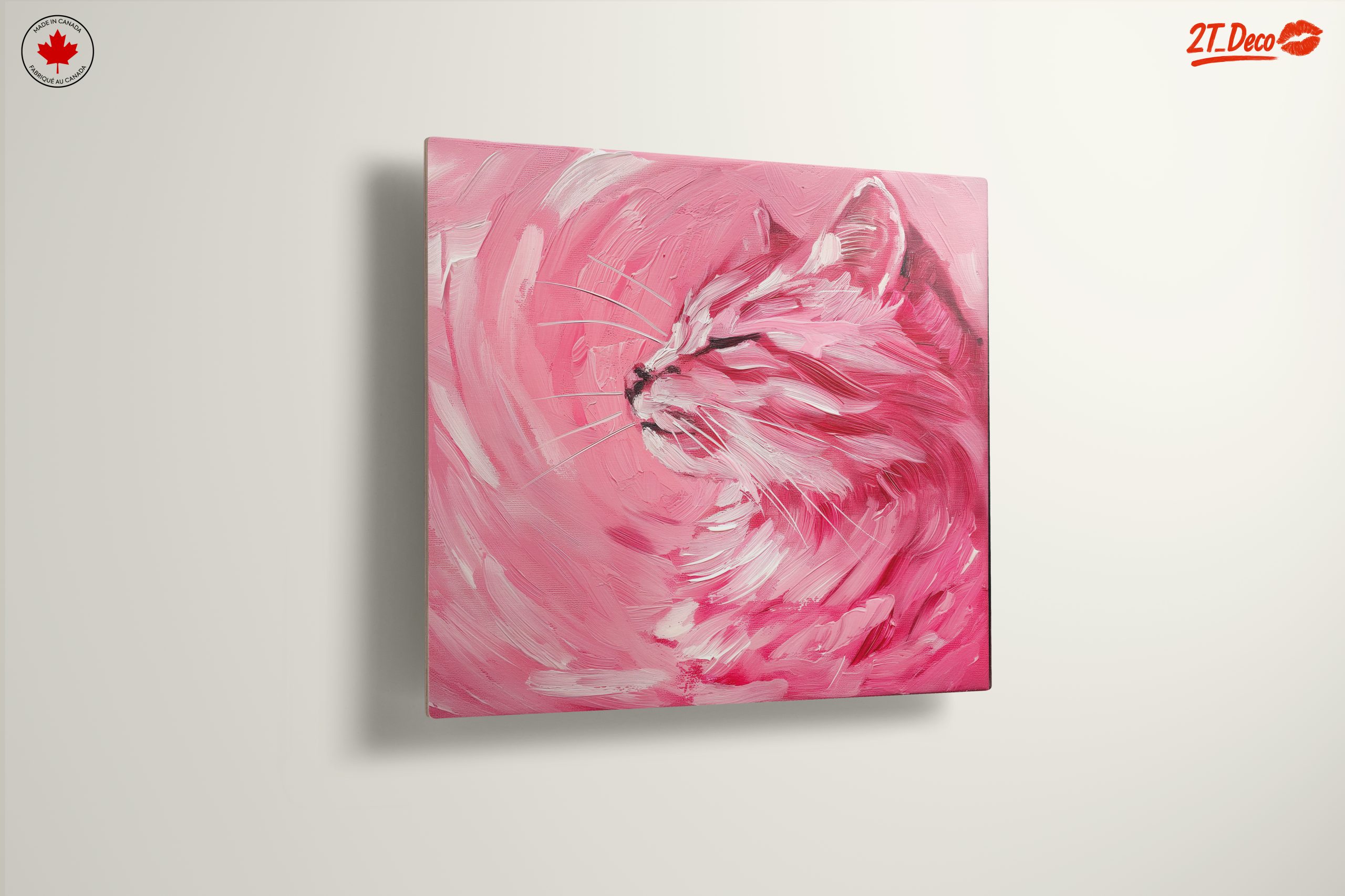Vibrant Cat Art in Pink Hues - Image 13
