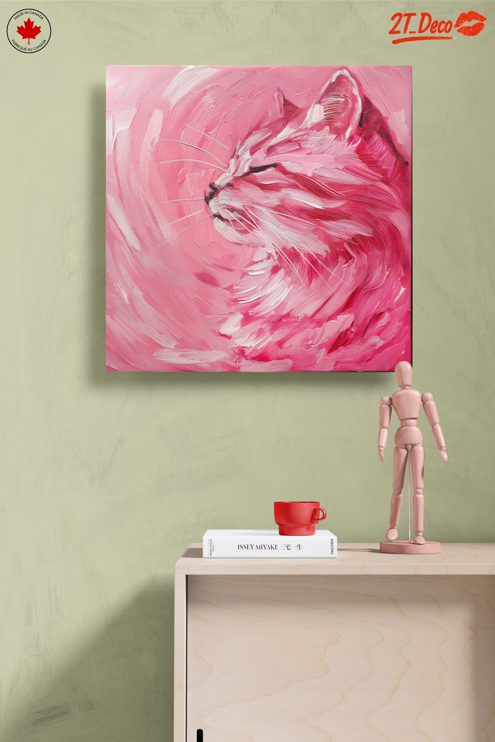 Vibrant Cat Art in Pink Hues - Image 14