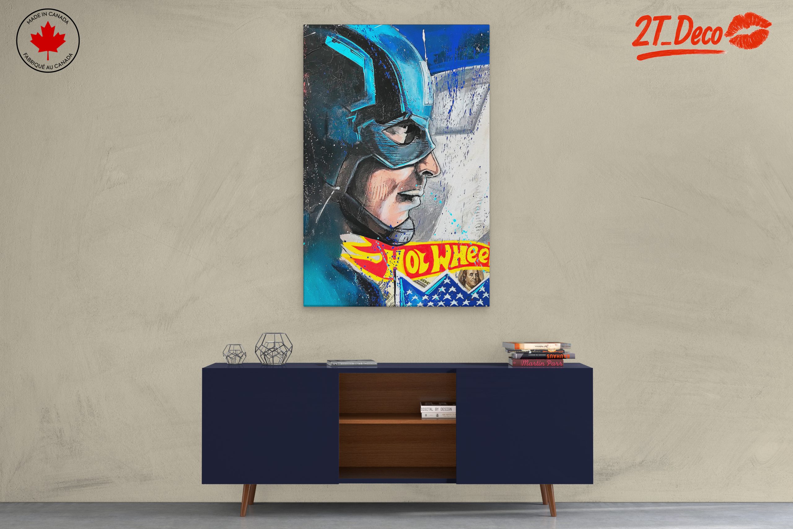 Dynamic Captain America Artwork in Bold Colors - Image 3