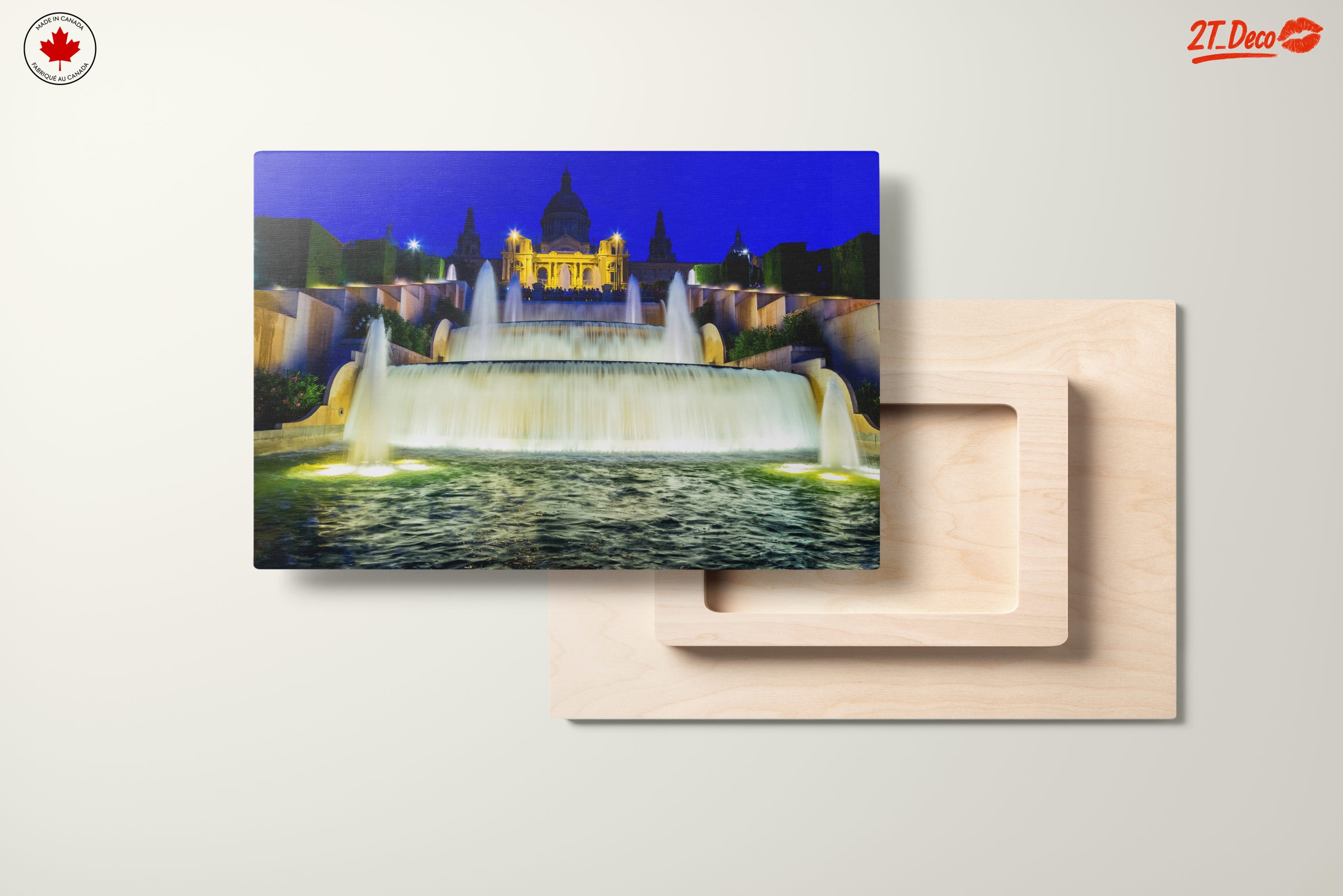 Majestic Waterfall at Night with Illuminated Architecture - Image 11