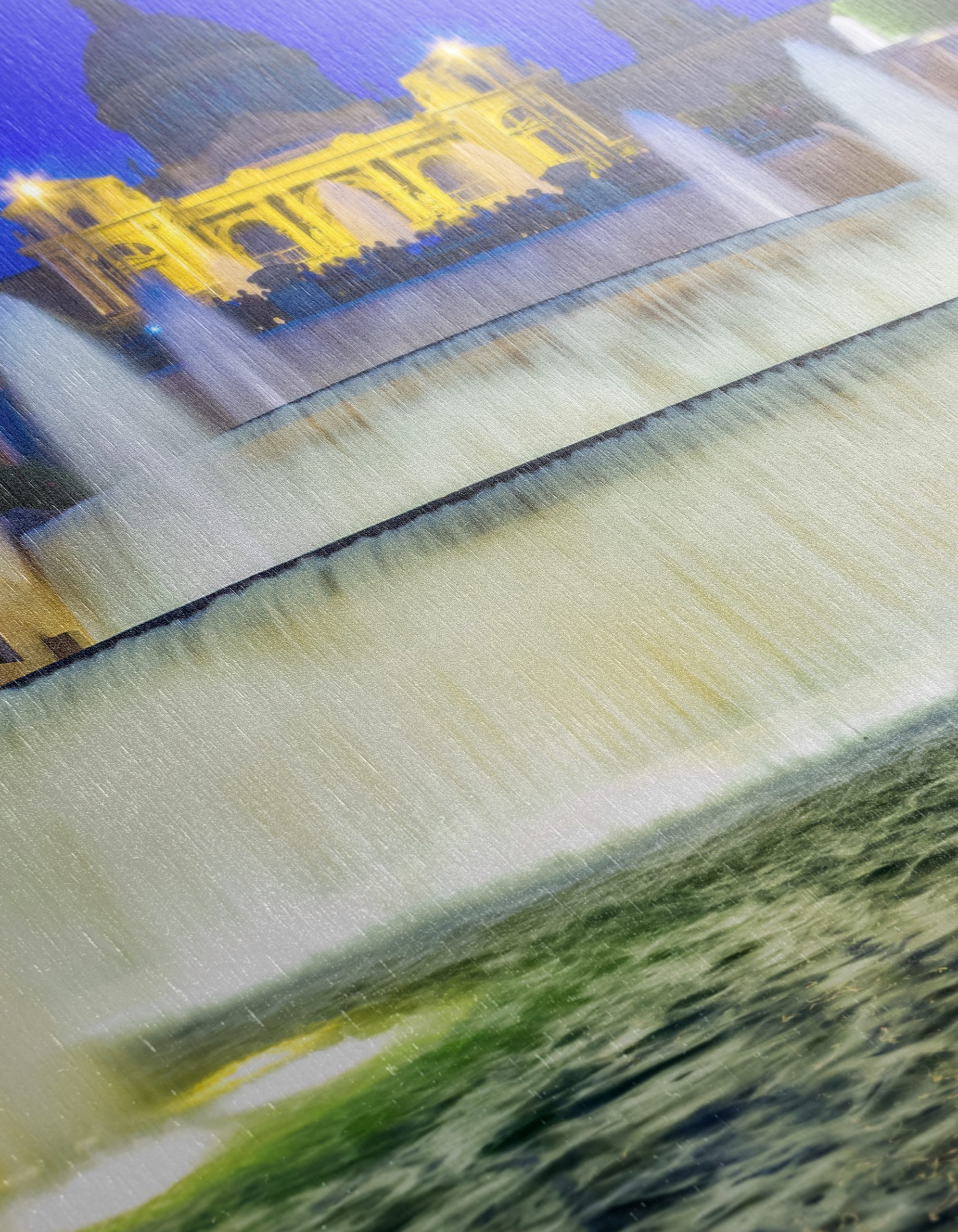 Majestic Waterfall at Night with Illuminated Architecture - Image 12