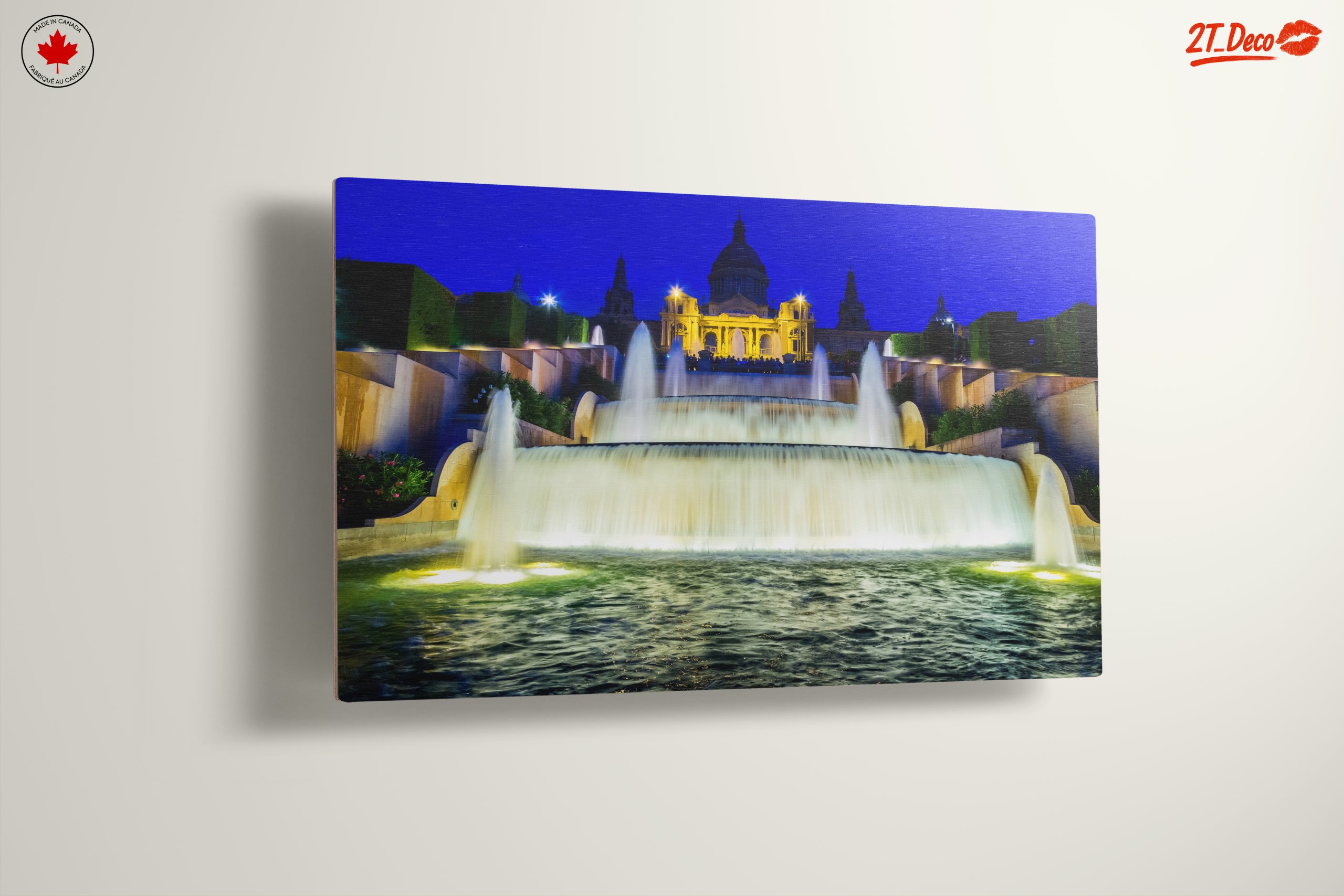 Majestic Waterfall at Night with Illuminated Architecture - Image 13