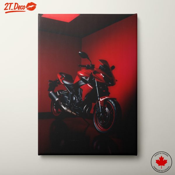 Stylish Red Motorcycle in Urban Setting