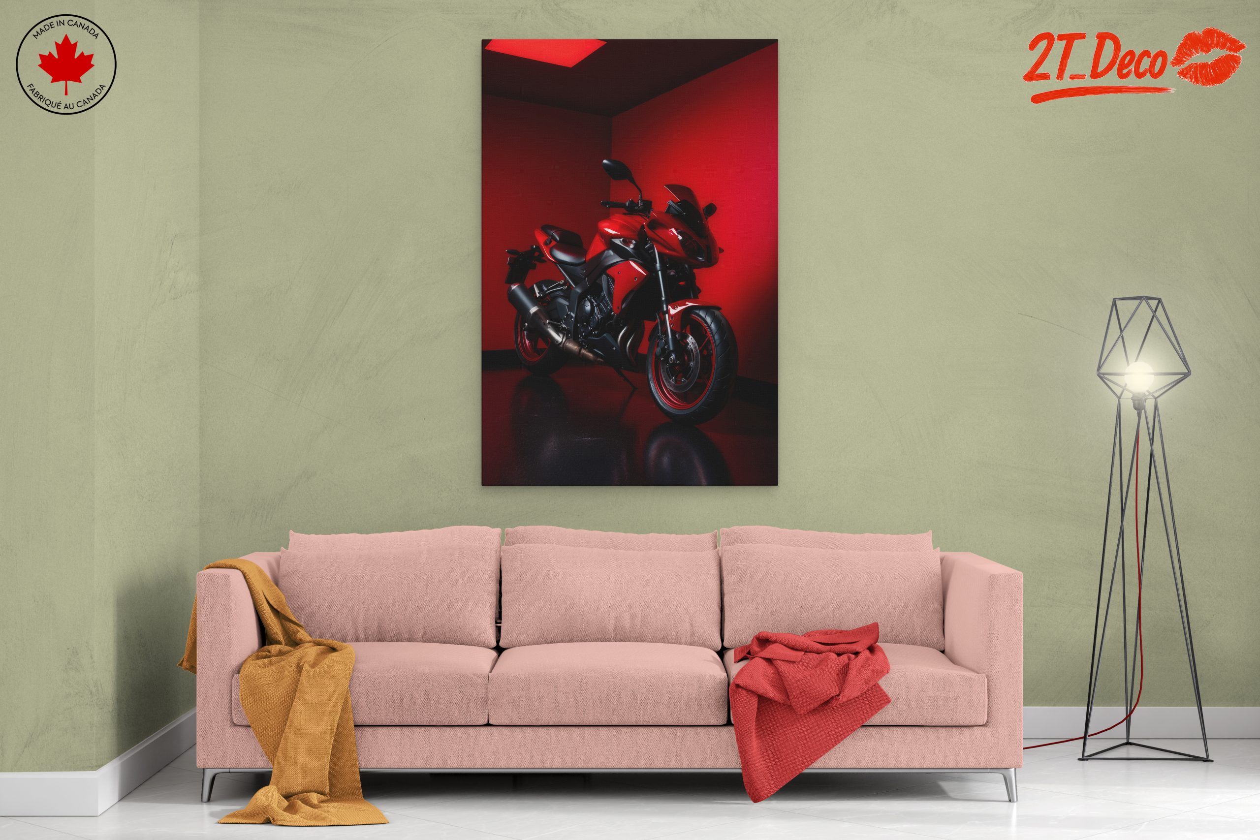Stylish Red Motorcycle in Urban Setting - Image 2