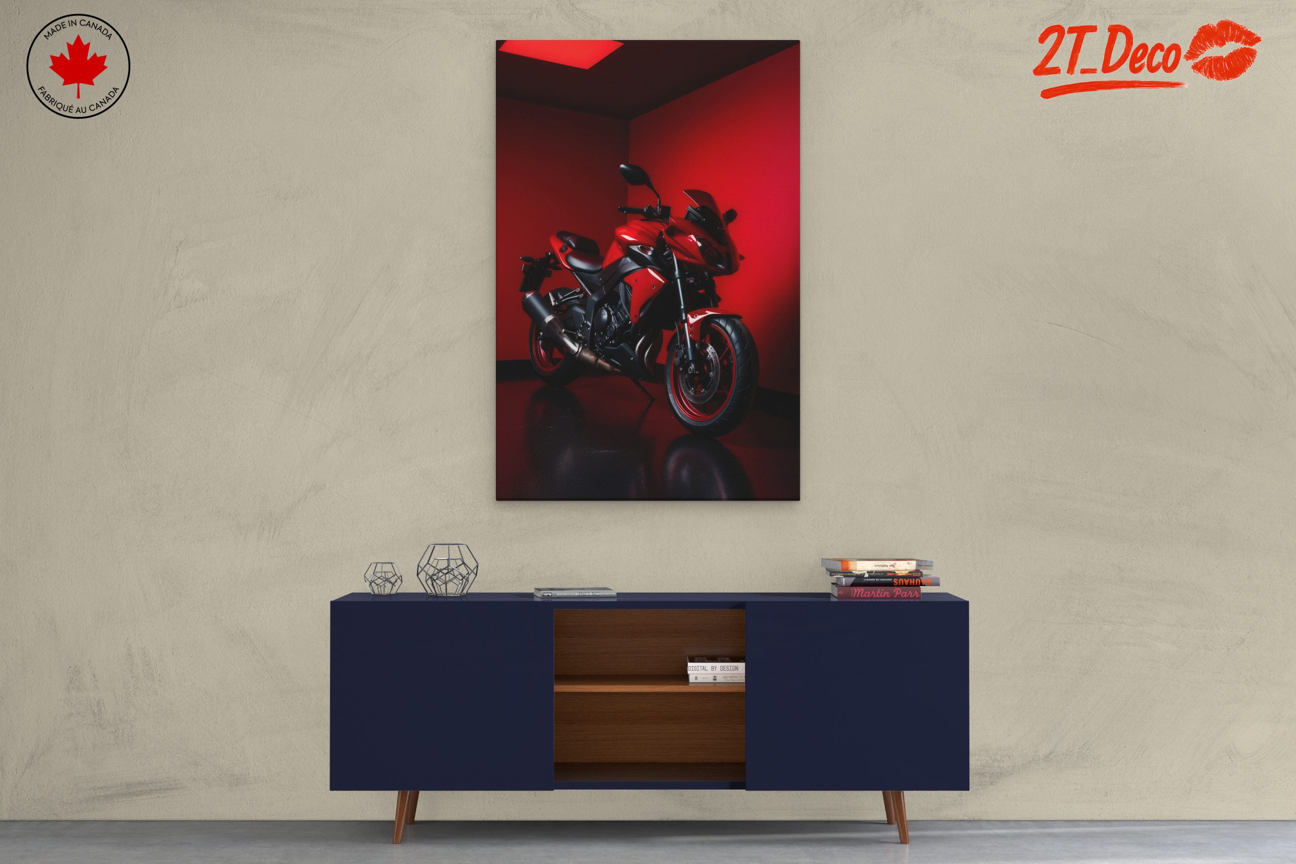 Stylish Red Motorcycle in Urban Setting - Image 3