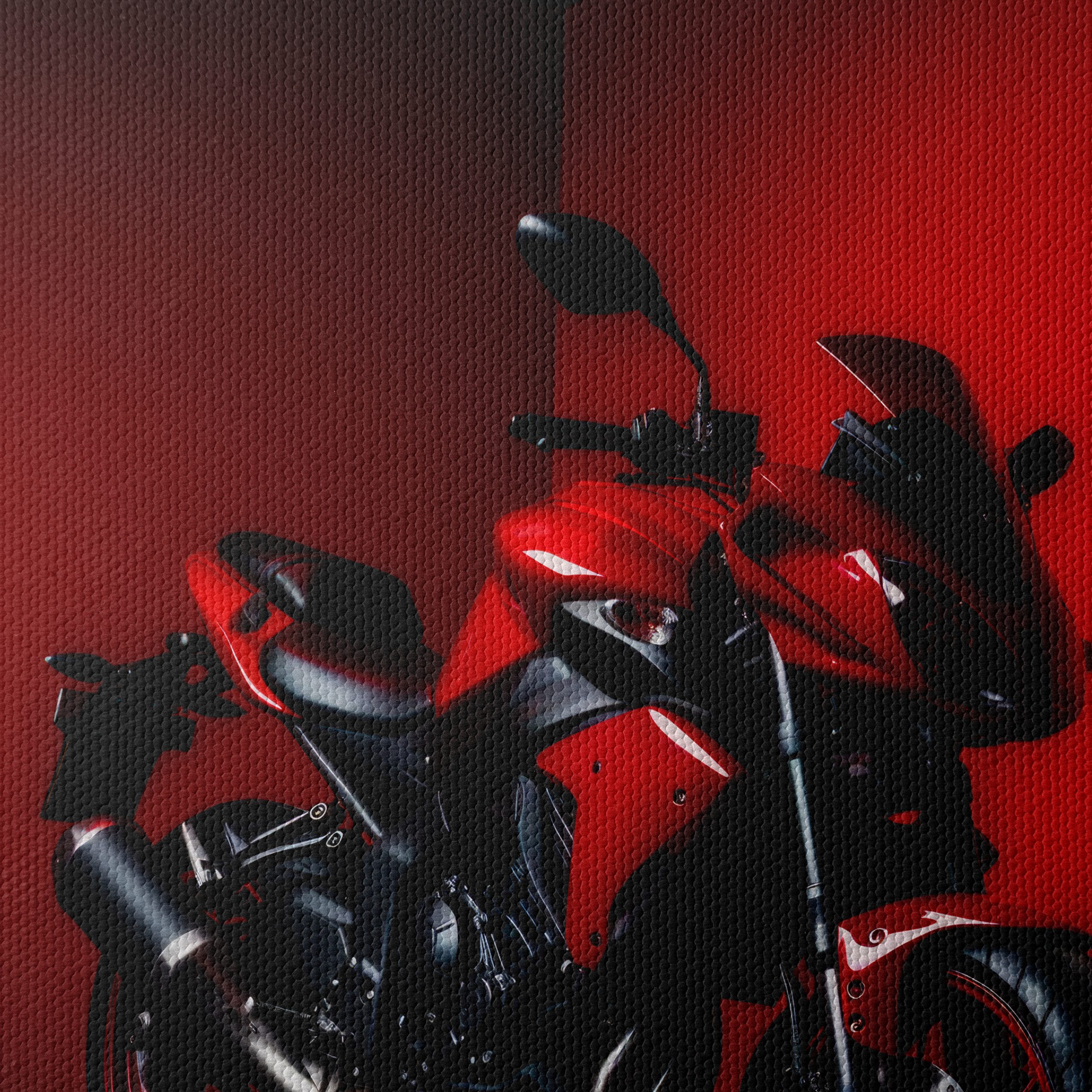 Stylish Red Motorcycle in Urban Setting - Image 4