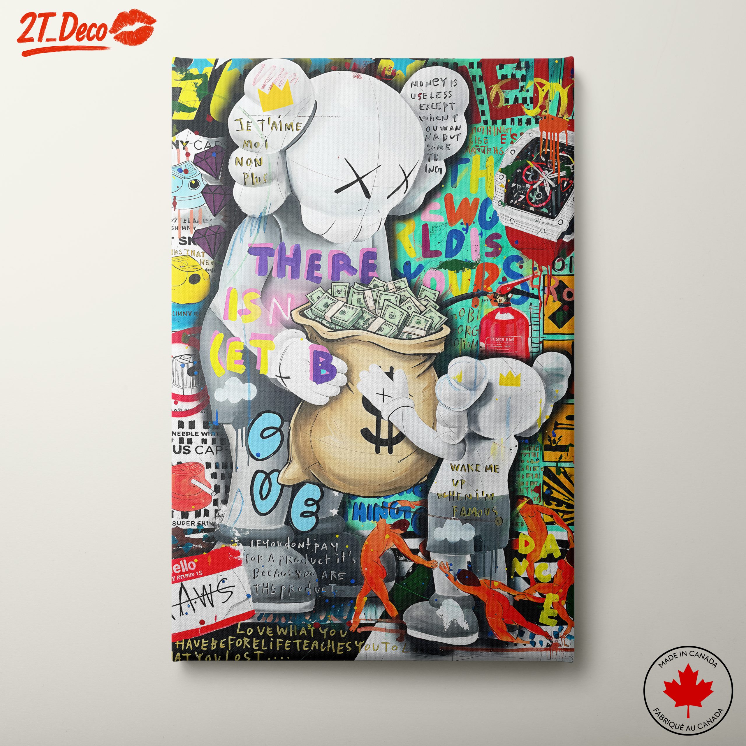 Stylized Kaws Character Art with Colorful Background