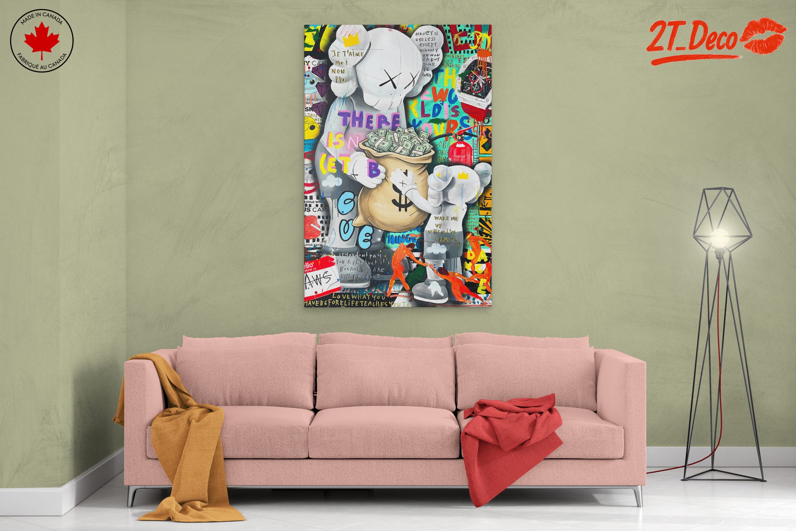 Stylized Kaws Character Art with Colorful Background - Image 2