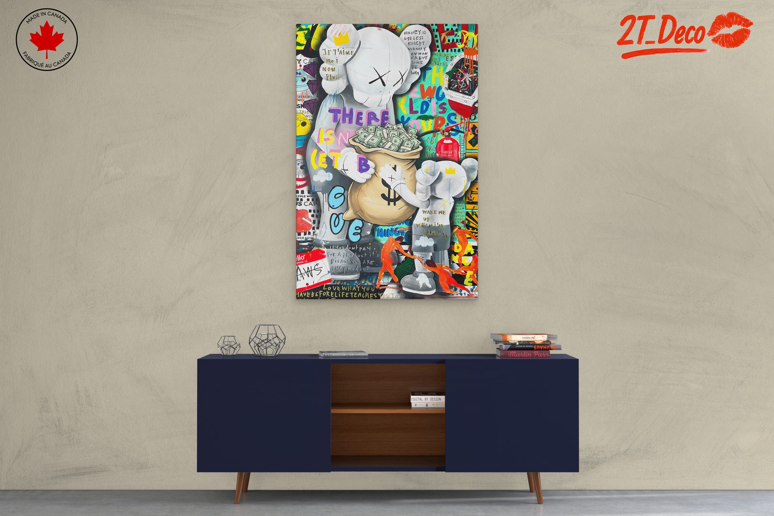 Stylized Kaws Character Art with Colorful Background - Image 3
