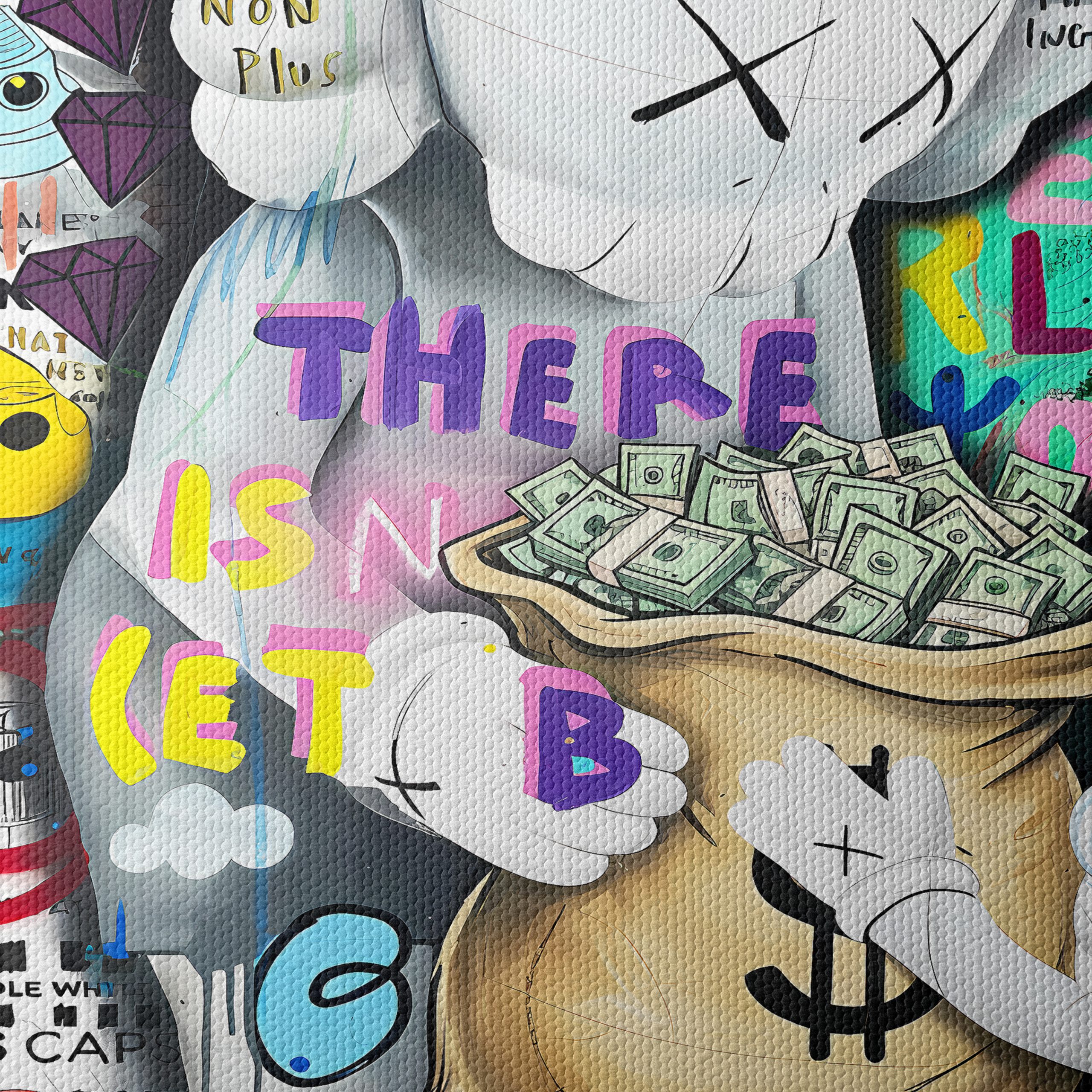 Stylized Kaws Character Art with Colorful Background - Image 4