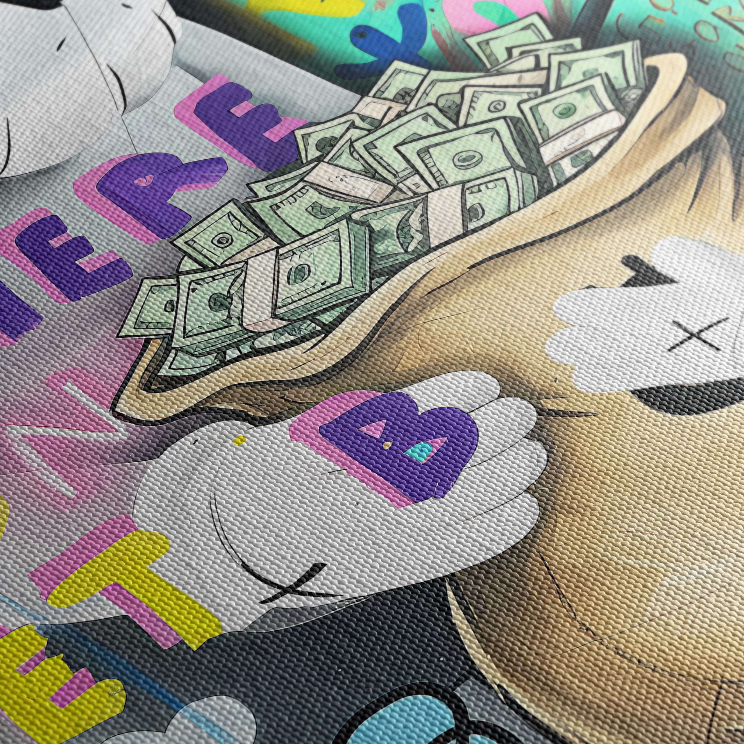 Stylized Kaws Character Art with Colorful Background - Image 5
