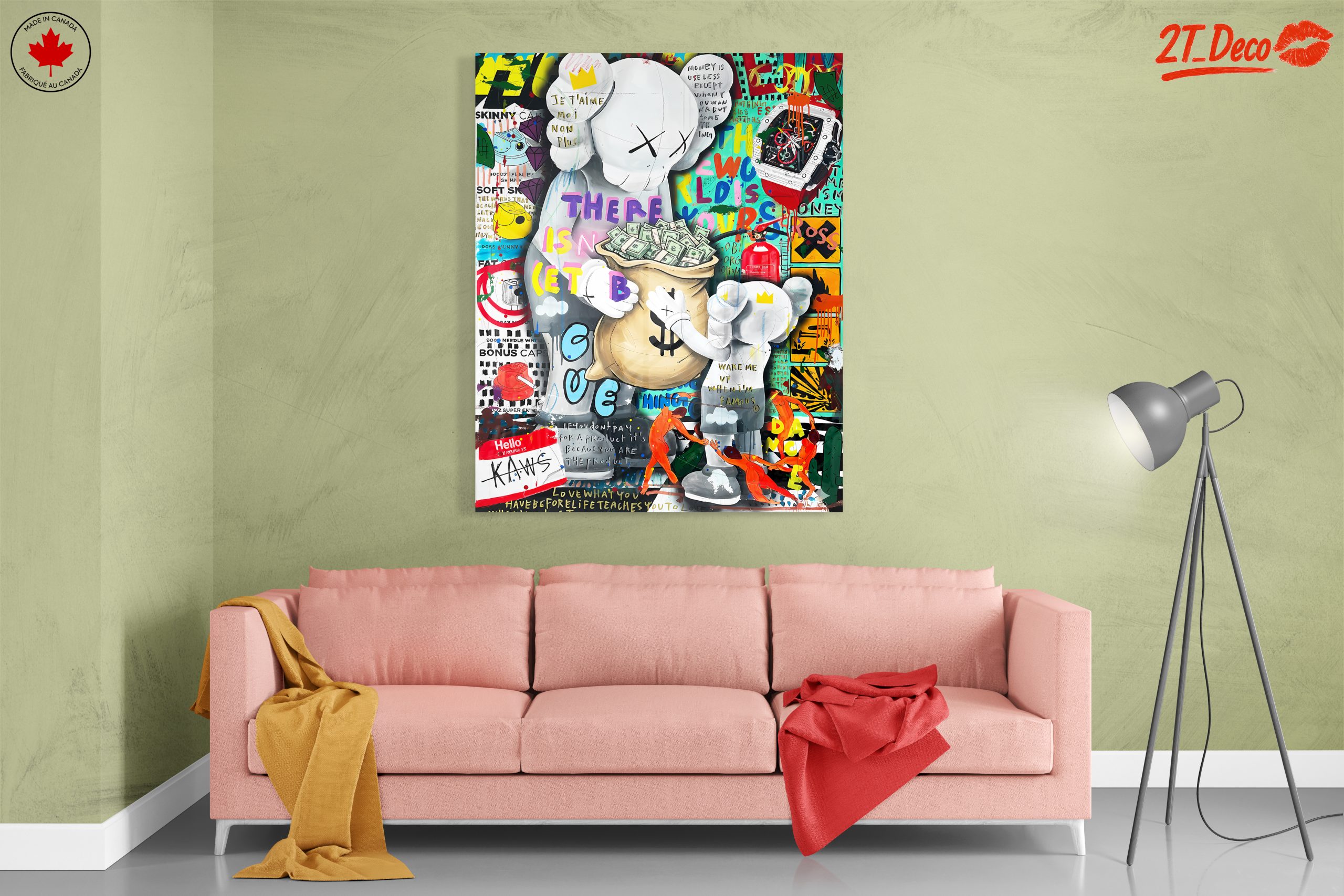 Stylized Kaws Character Art with Colorful Background - Image 7