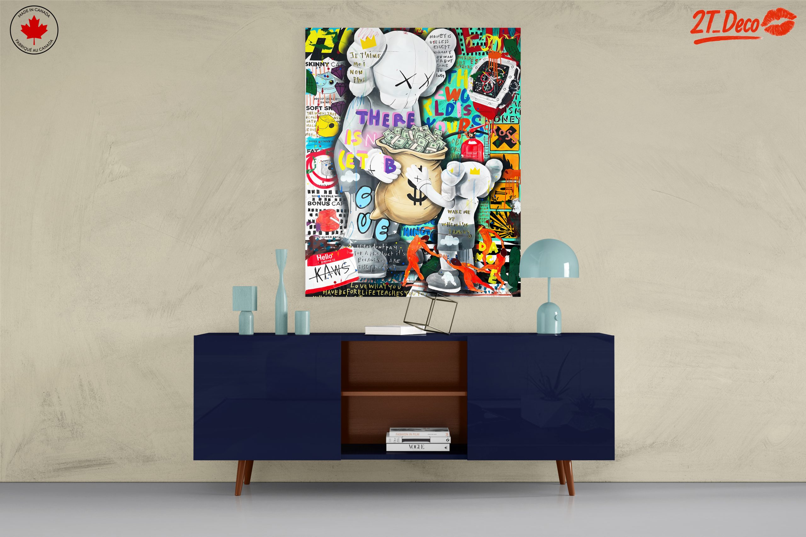 Stylized Kaws Character Art with Colorful Background - Image 8