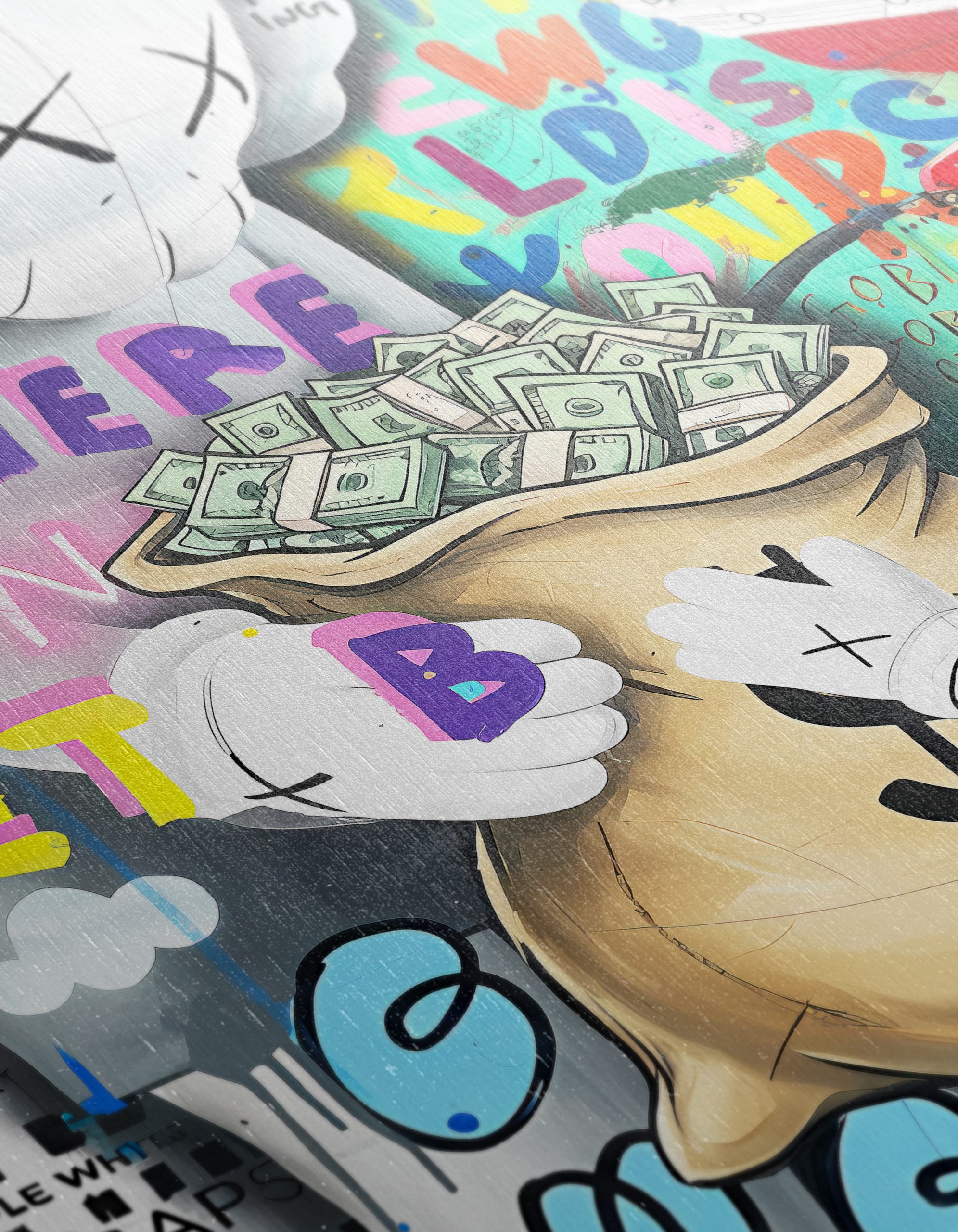 Stylized Kaws Character Art with Colorful Background - Image 12