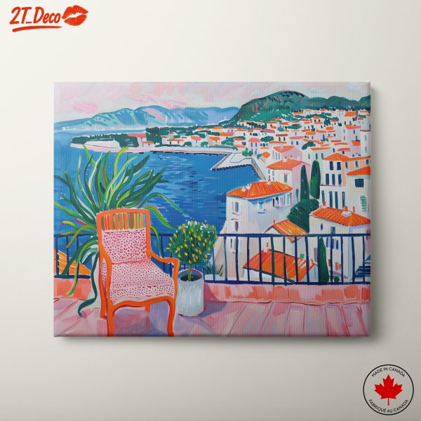 Vibrant Coastal Cityscape Art