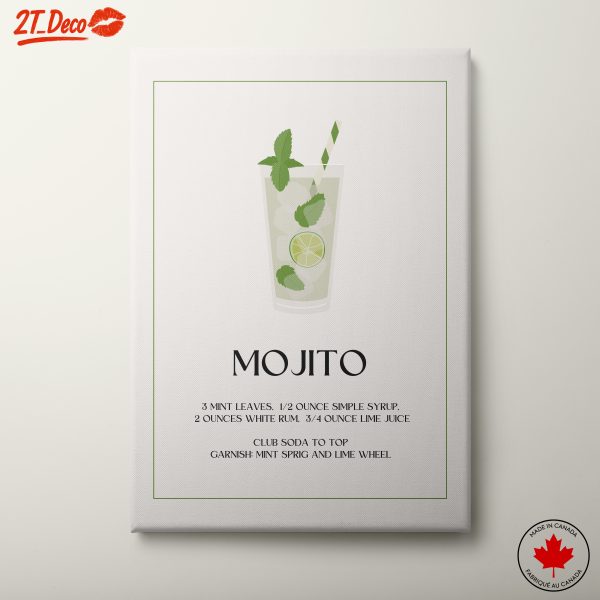 Stylish Mojito Recipe Art for Kitchen