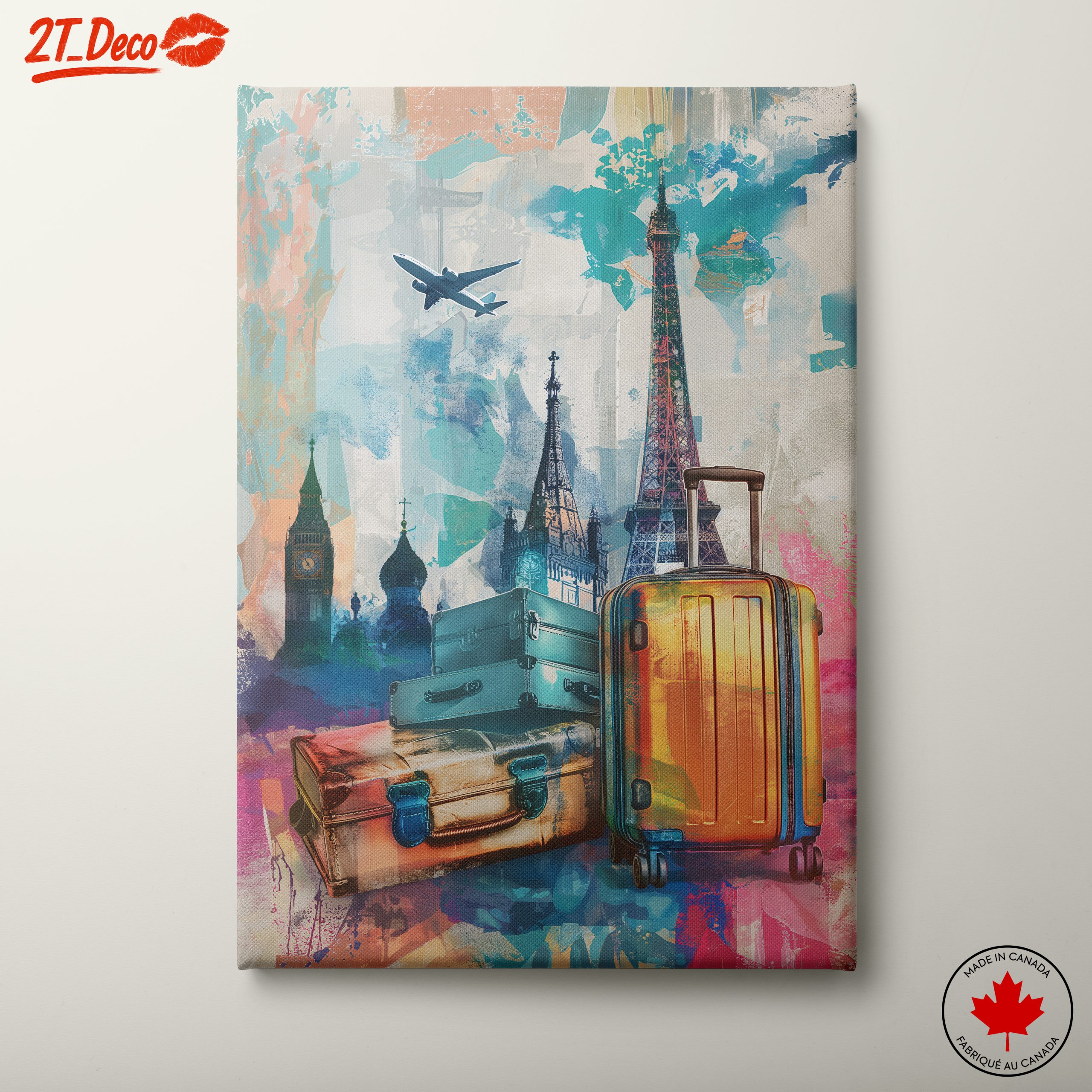 Vibrant Travel Art Featuring Iconic Landmarks