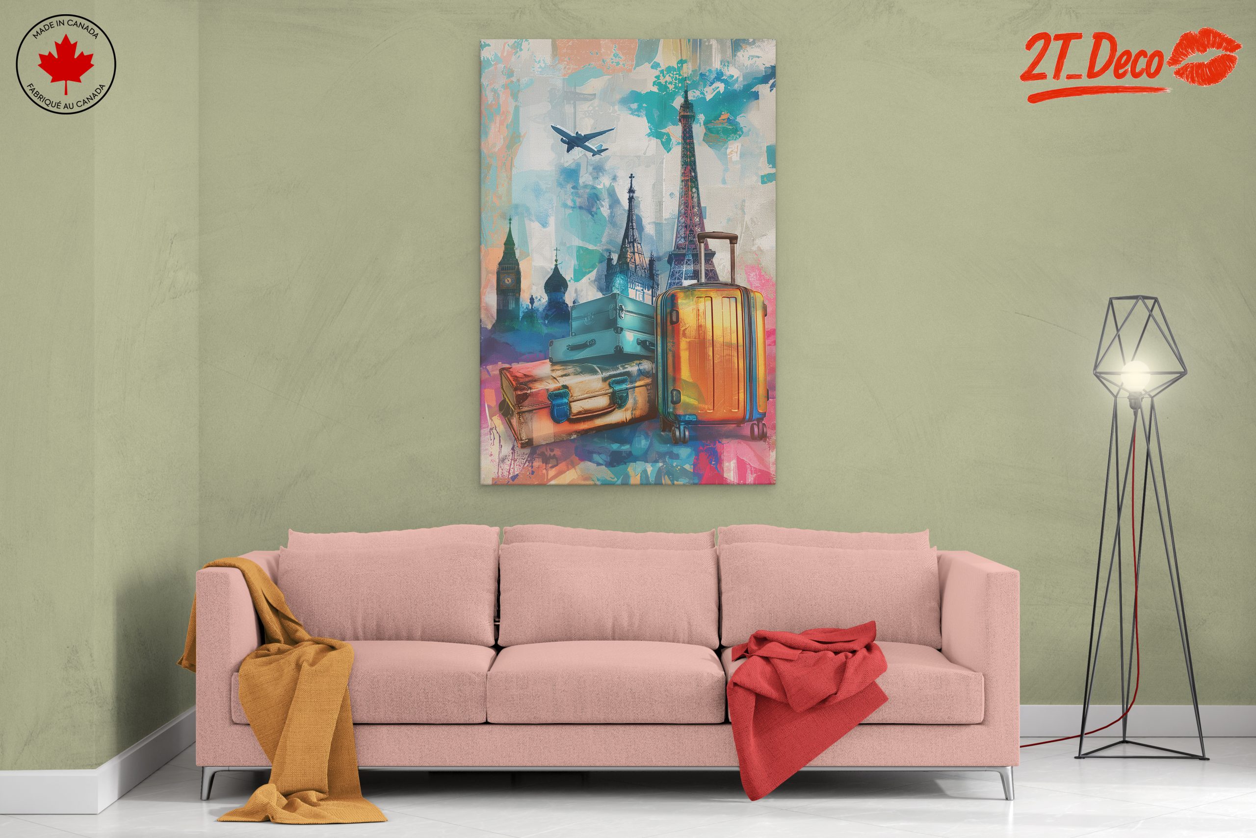 Vibrant Travel Art Featuring Iconic Landmarks - Image 2