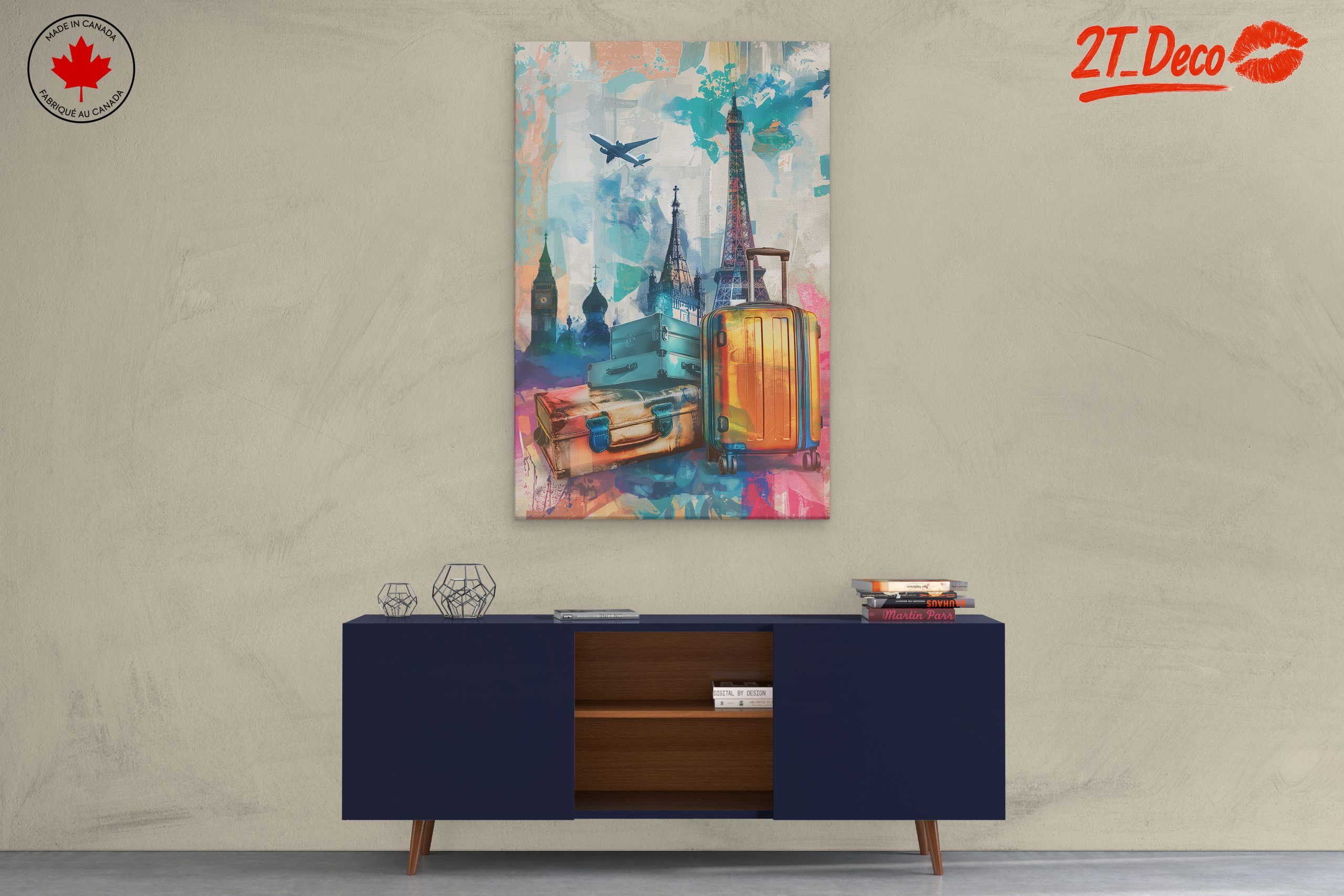 Vibrant Travel Art Featuring Iconic Landmarks - Image 3
