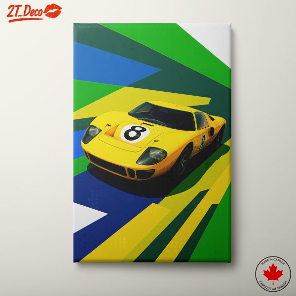 Stylized Ford GT40 Yellow Car Poster