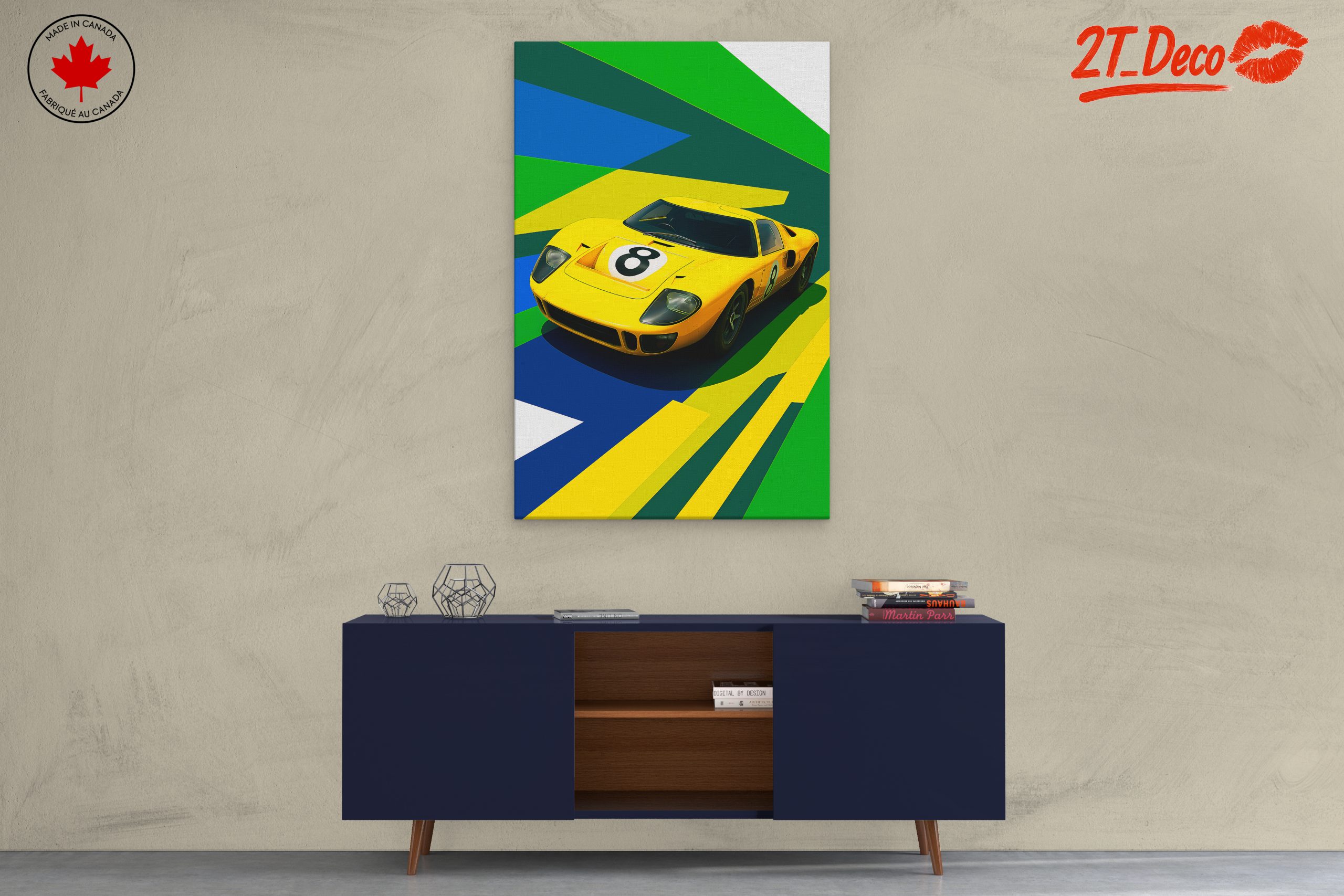 Stylized Ford GT40 Yellow Car Poster - Image 3