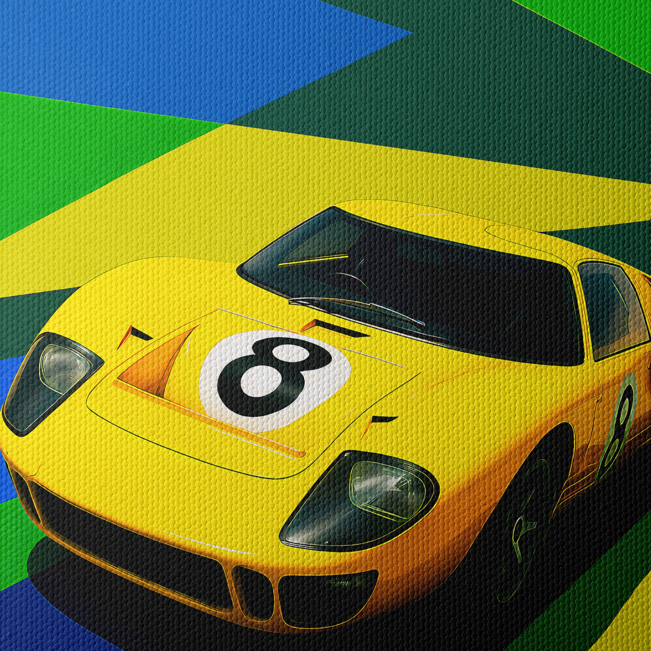 Stylized Ford GT40 Yellow Car Poster - Image 4