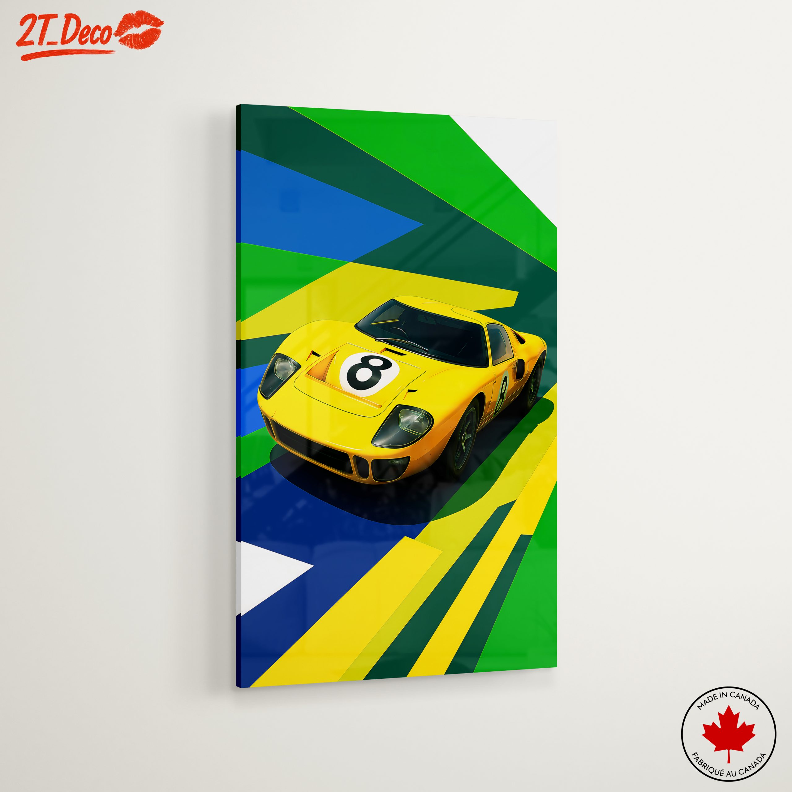 Stylized Ford GT40 Yellow Car Poster - Image 6