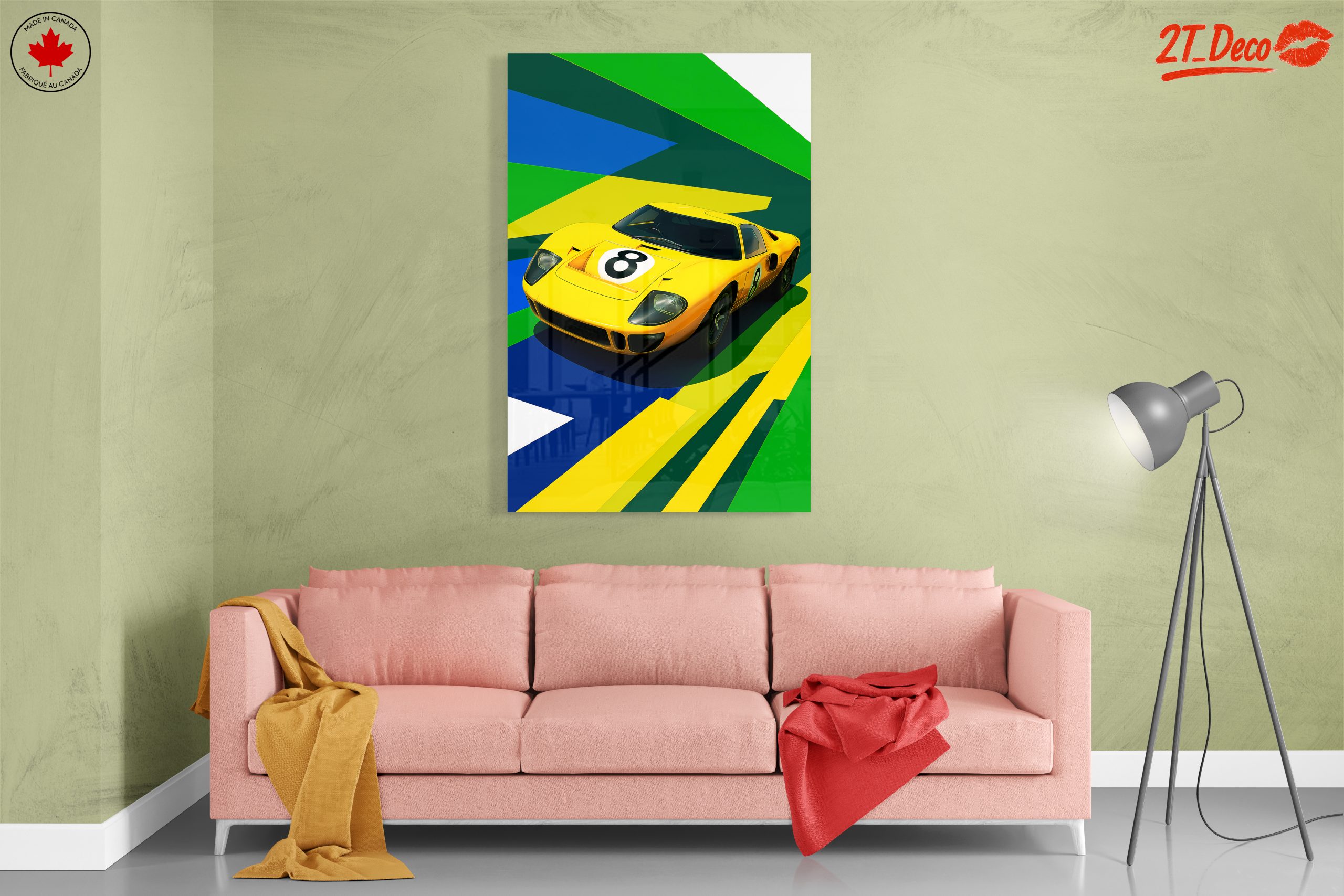 Stylized Ford GT40 Yellow Car Poster - Image 7