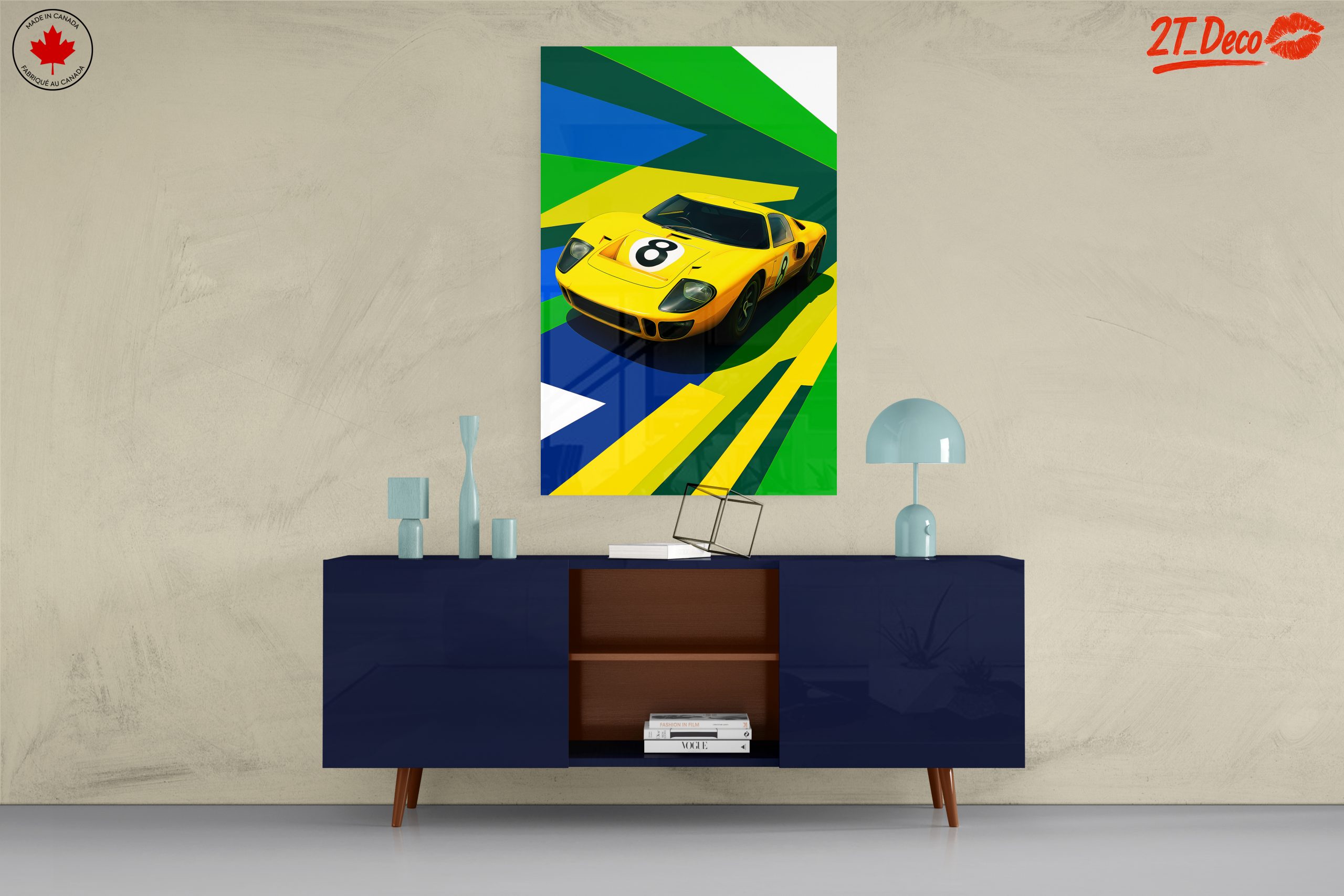 Stylized Ford GT40 Yellow Car Poster - Image 8