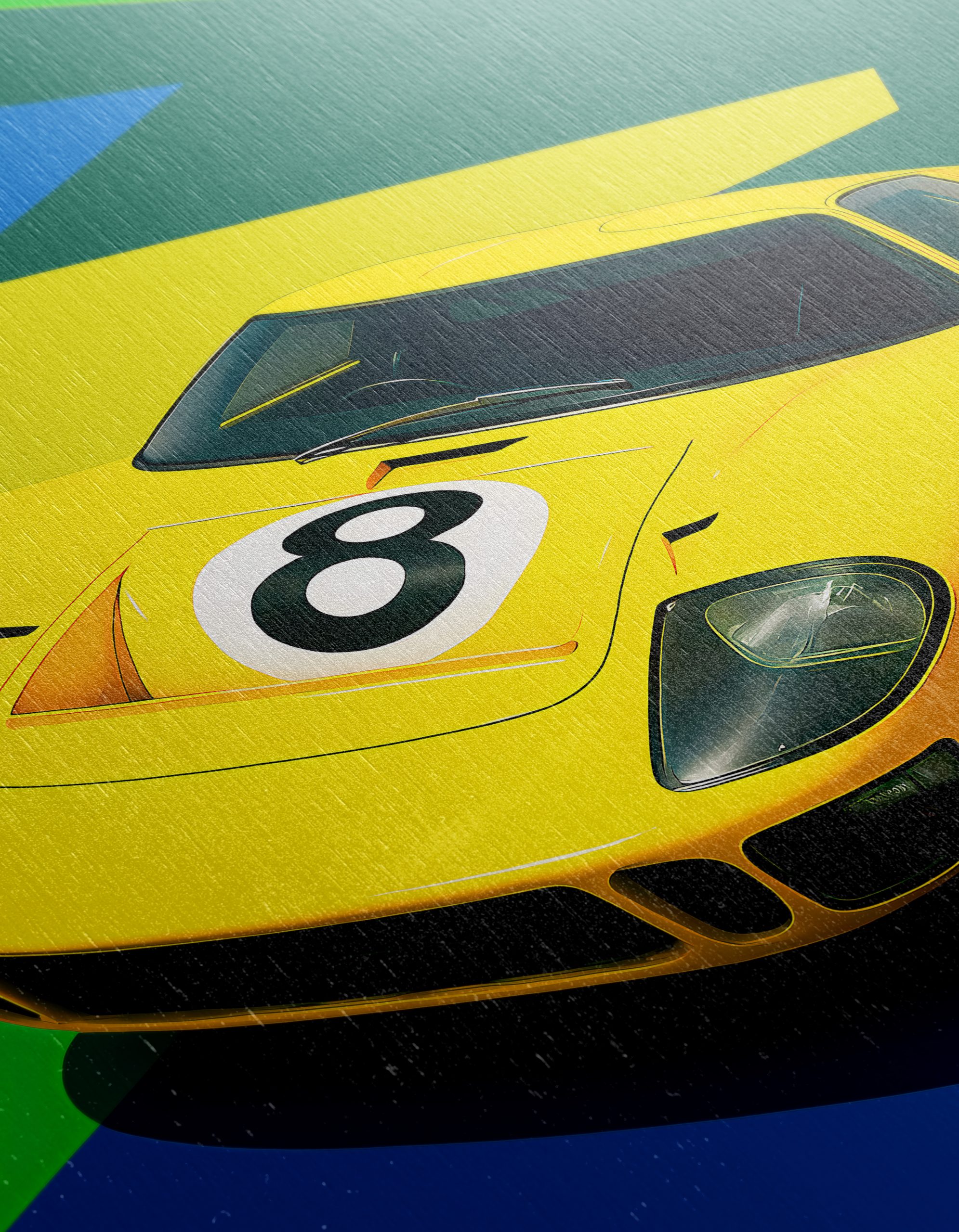 Stylized Ford GT40 Yellow Car Poster - Image 12