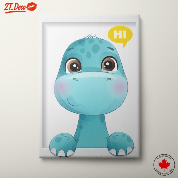 Cute Cartoon Dinosaur with a Friendly Greeting