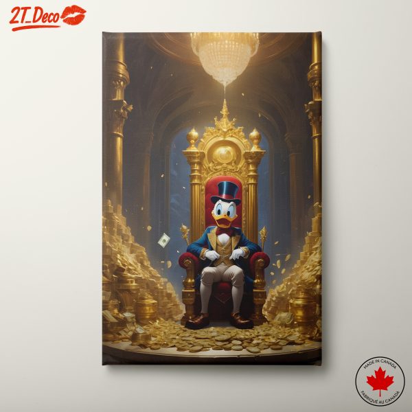 Rich Duck Character Sitting on Throne