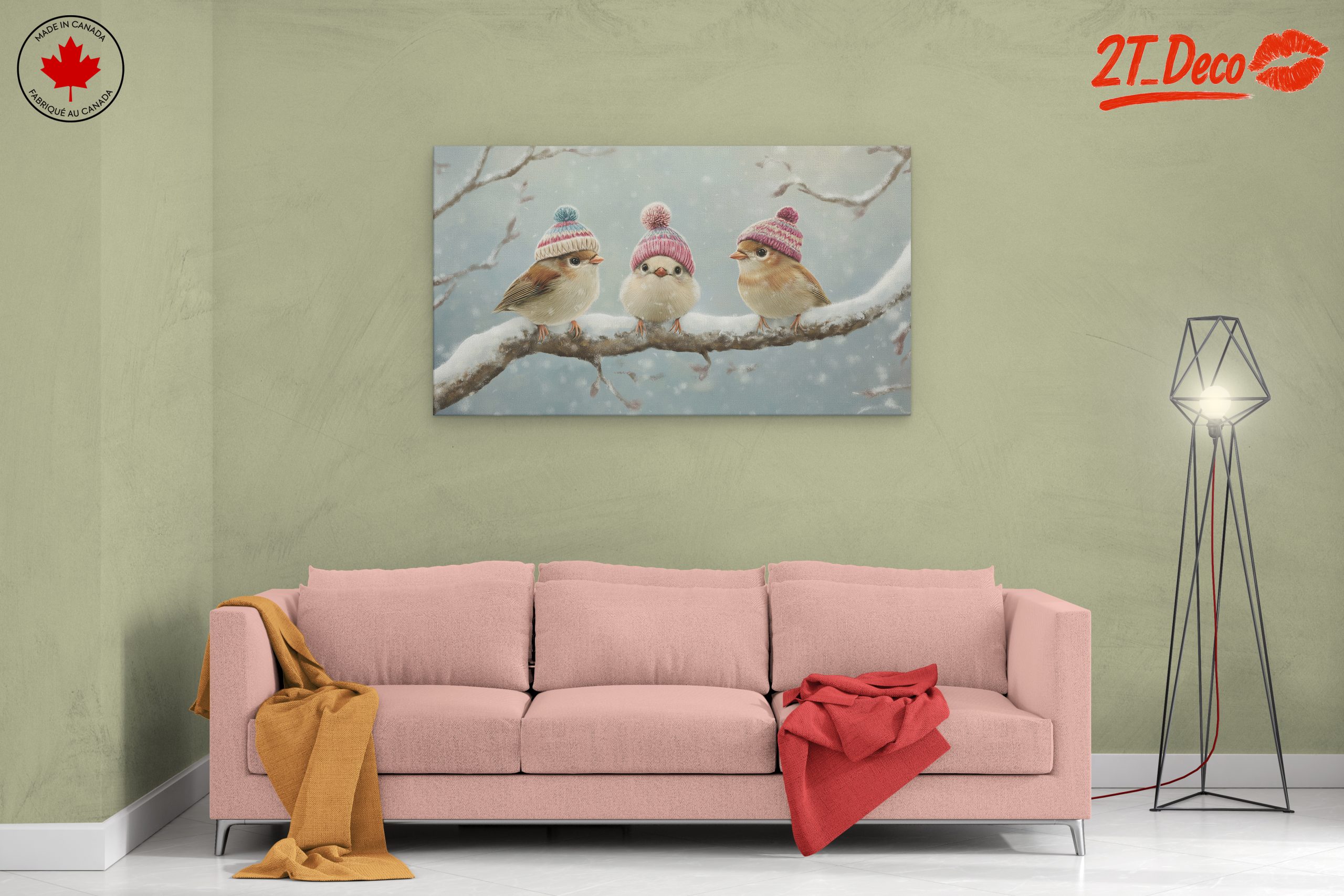 Three Charming Birds in Winter Hats - Image 2