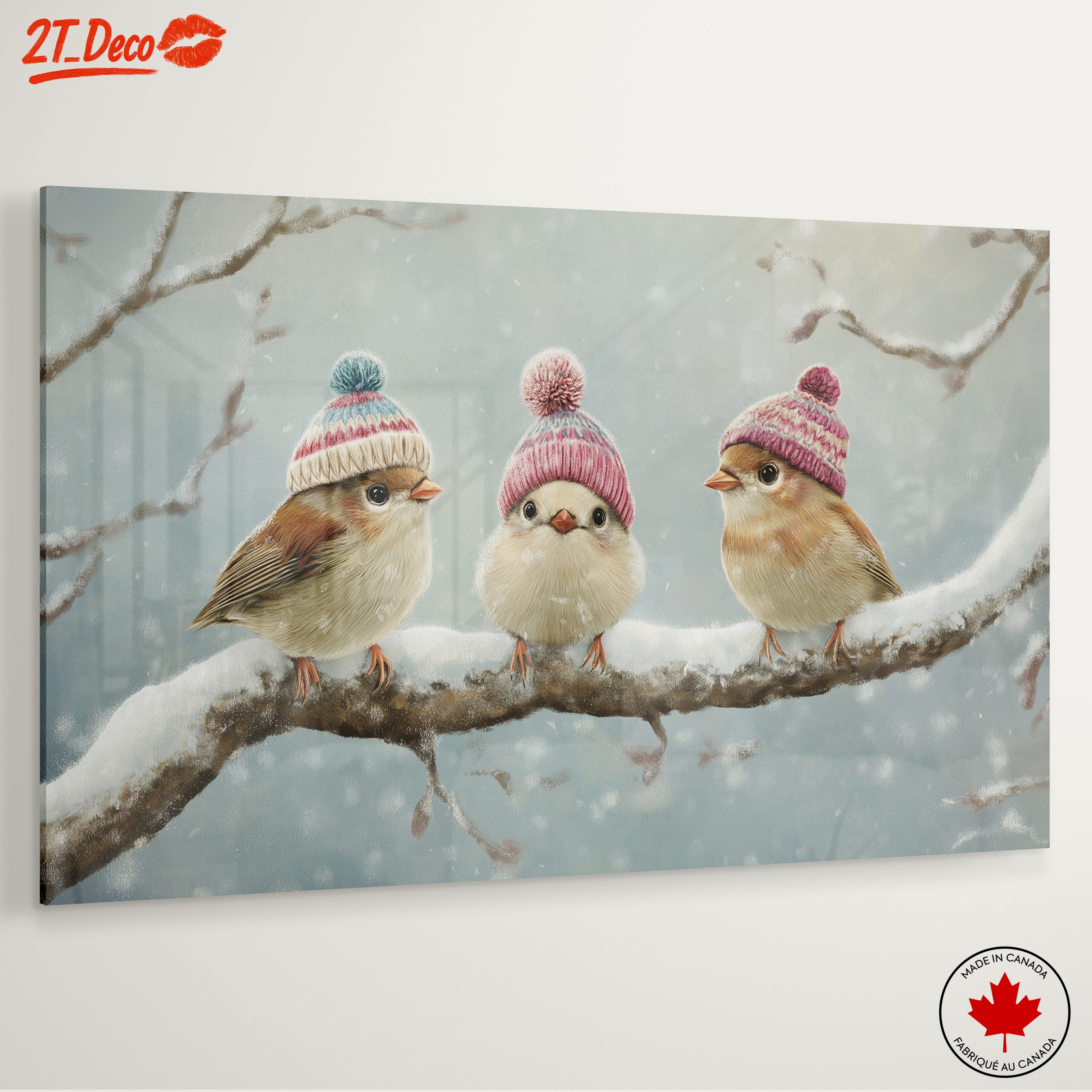Three Charming Birds in Winter Hats - Image 6