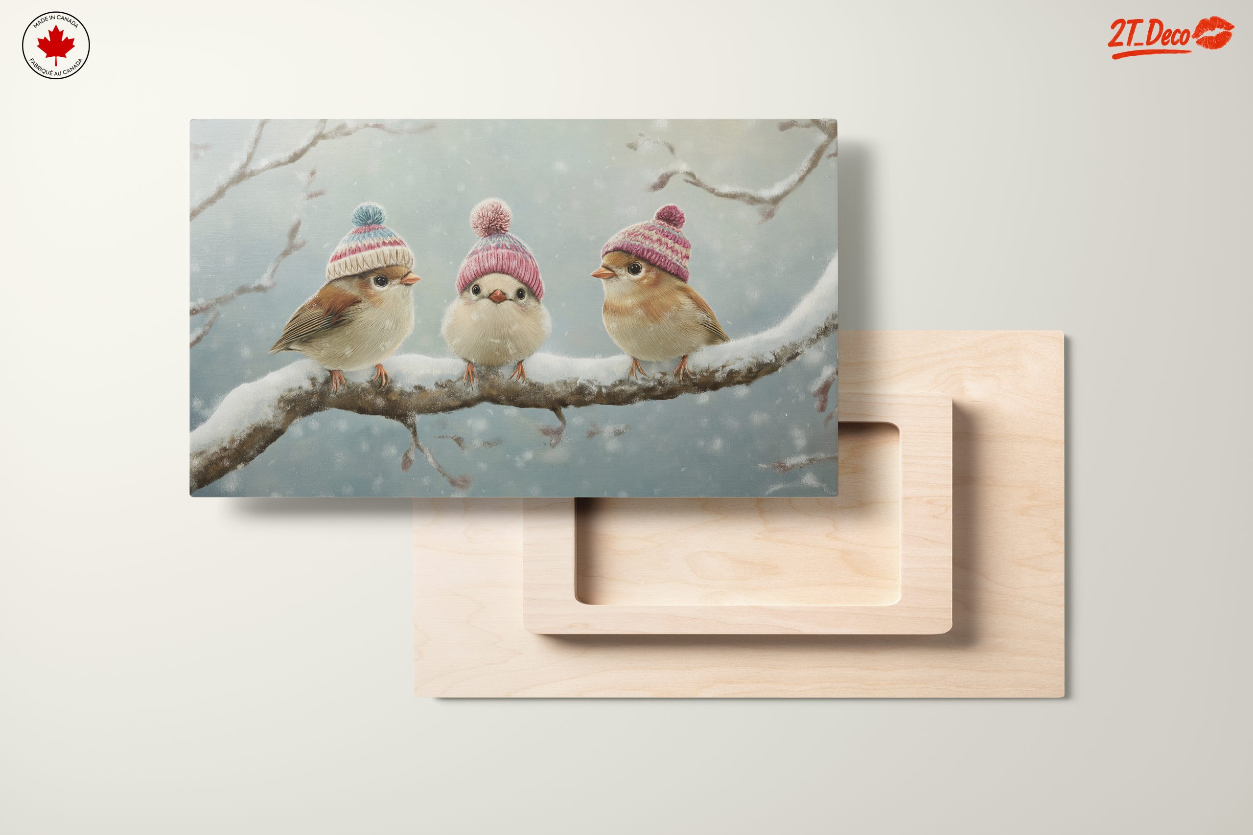 Three Charming Birds in Winter Hats - Image 11