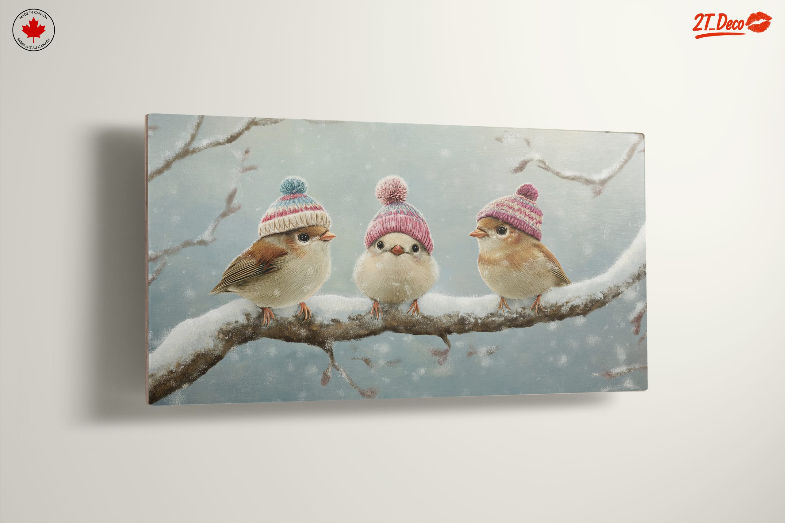 Three Charming Birds in Winter Hats - Image 13