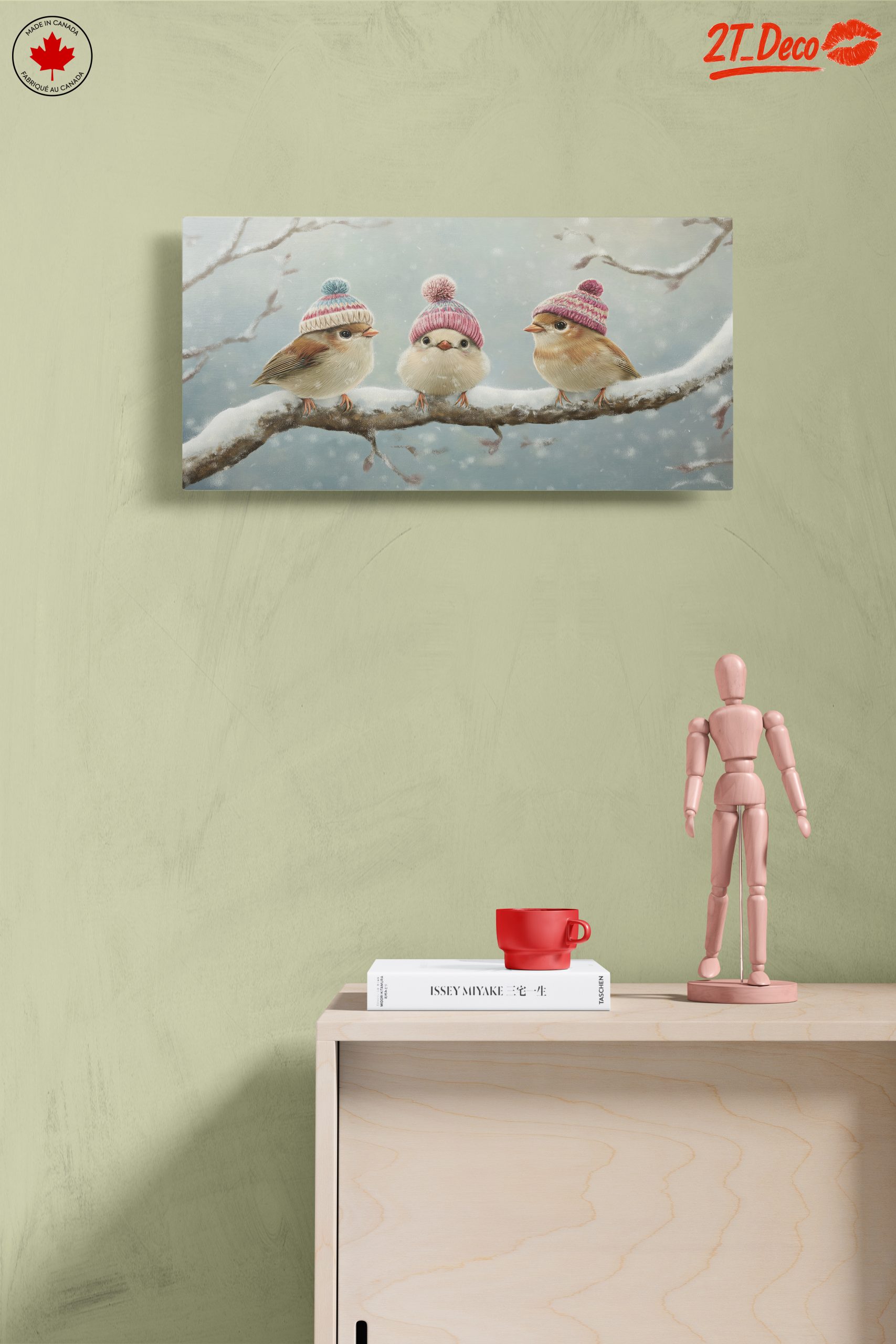Three Charming Birds in Winter Hats - Image 14