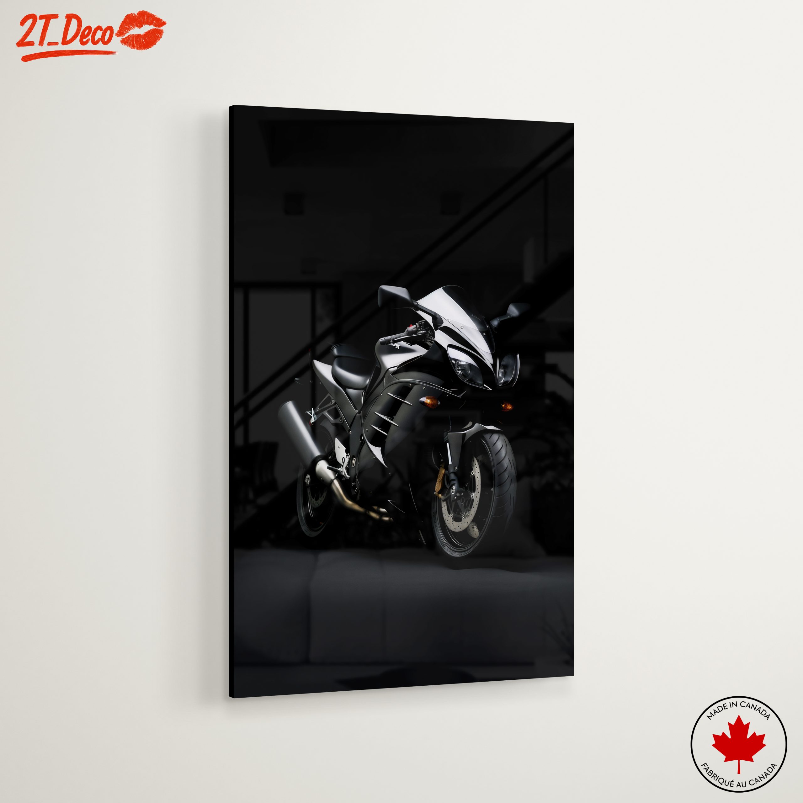 Sleek Black Motorcycle Art for Enthusiasts - Image 6