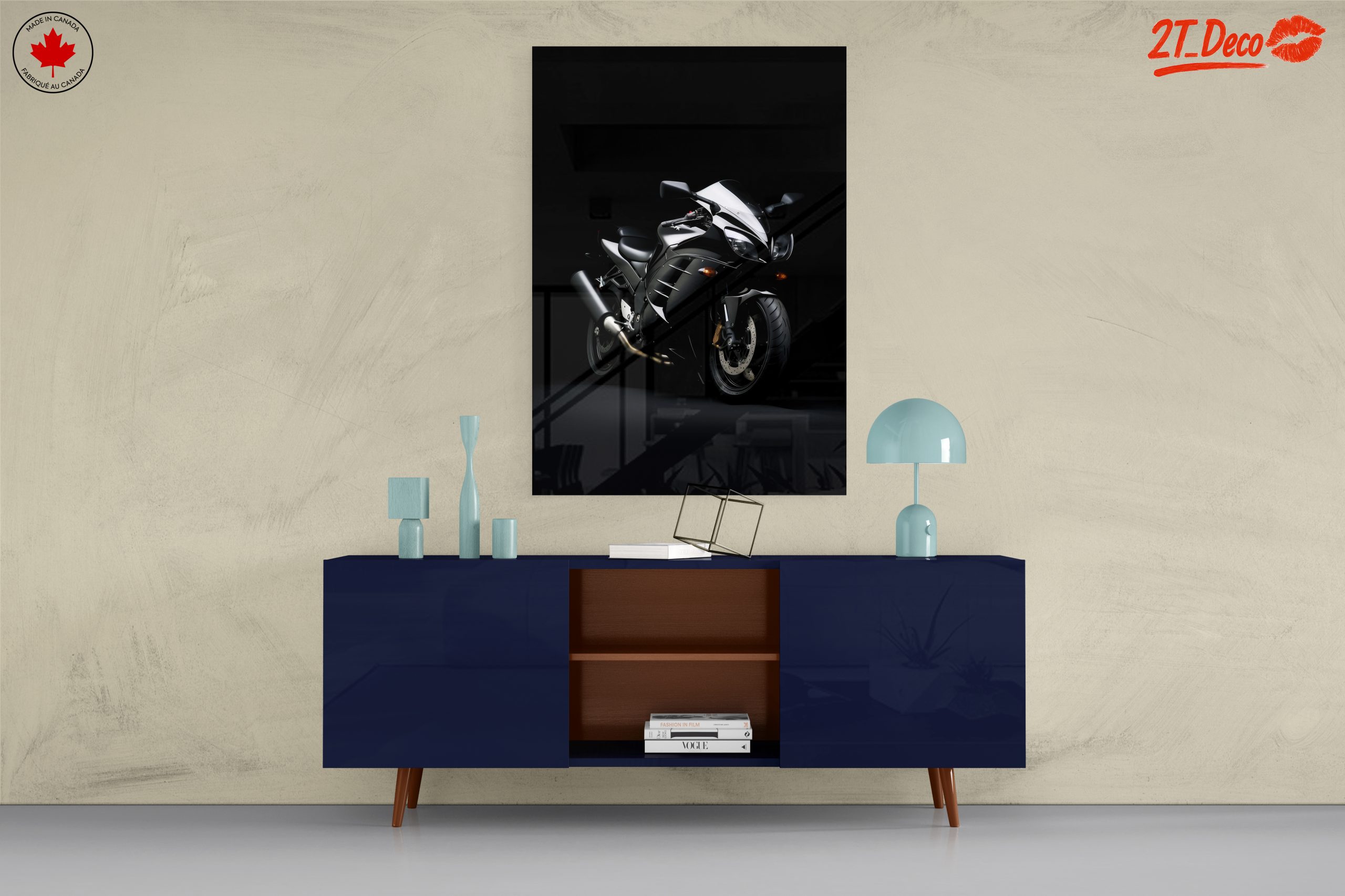 Sleek Black Motorcycle Art for Enthusiasts - Image 8