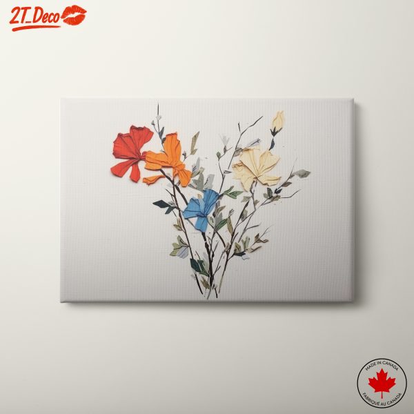 Vibrant Botanical Leaf Art with Colorful Flowers