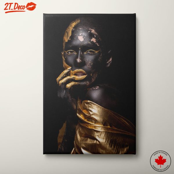 Gold and Black Afro Art Portrait