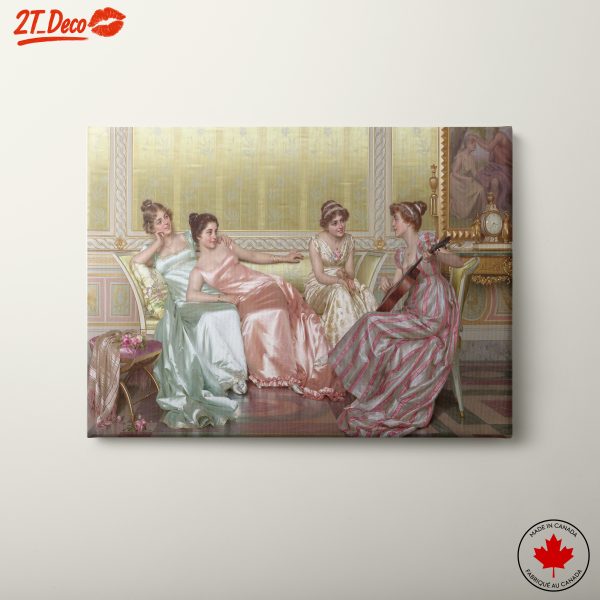 Elegant Victorian Women Seated in Opulent Room