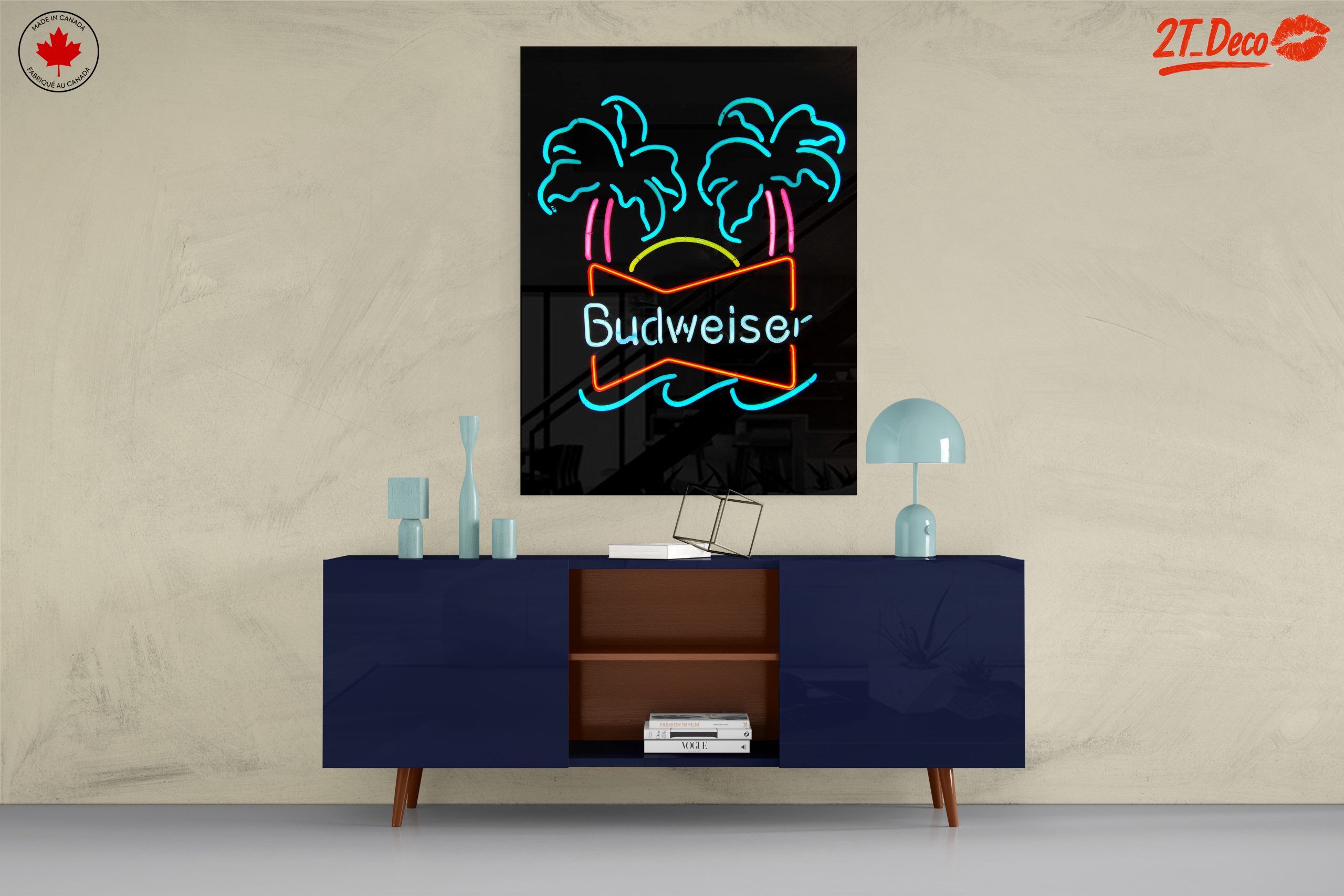 Tropical Neon Art with Palms and Sunset - Image 8
