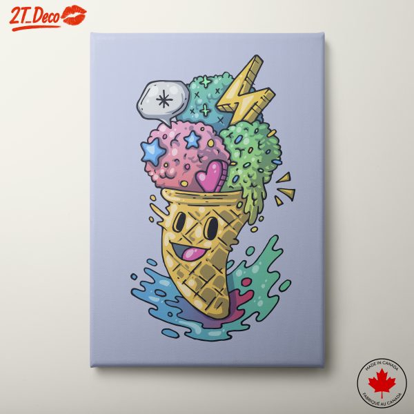 Whimsical Ice Cream Cone with Colorful Elements