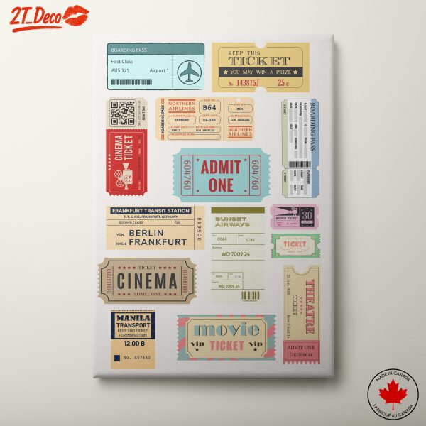 Vintage Ticket Art Collage Of Travel And Cinema