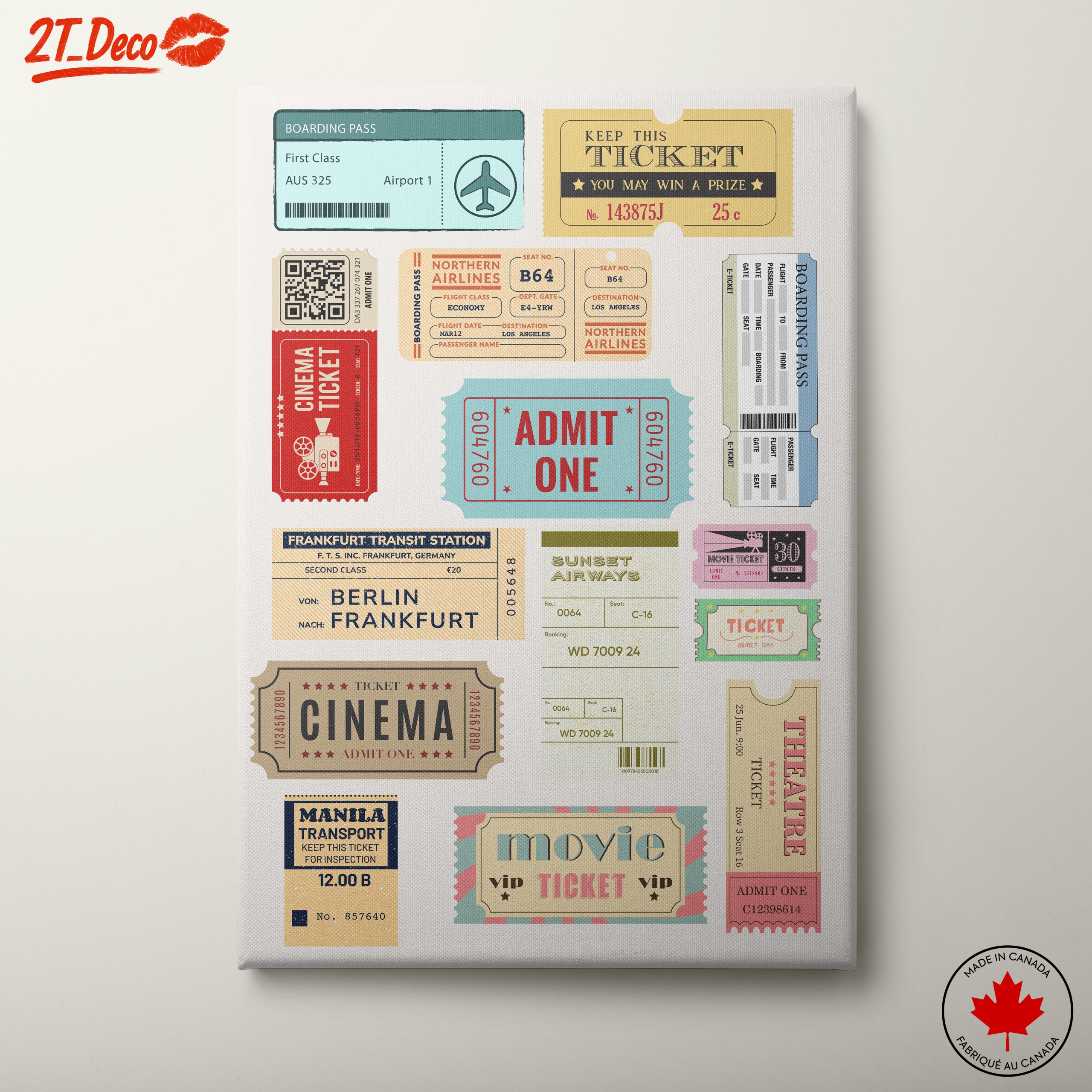 Vintage Ticket Art Collage Of Travel And Cinema