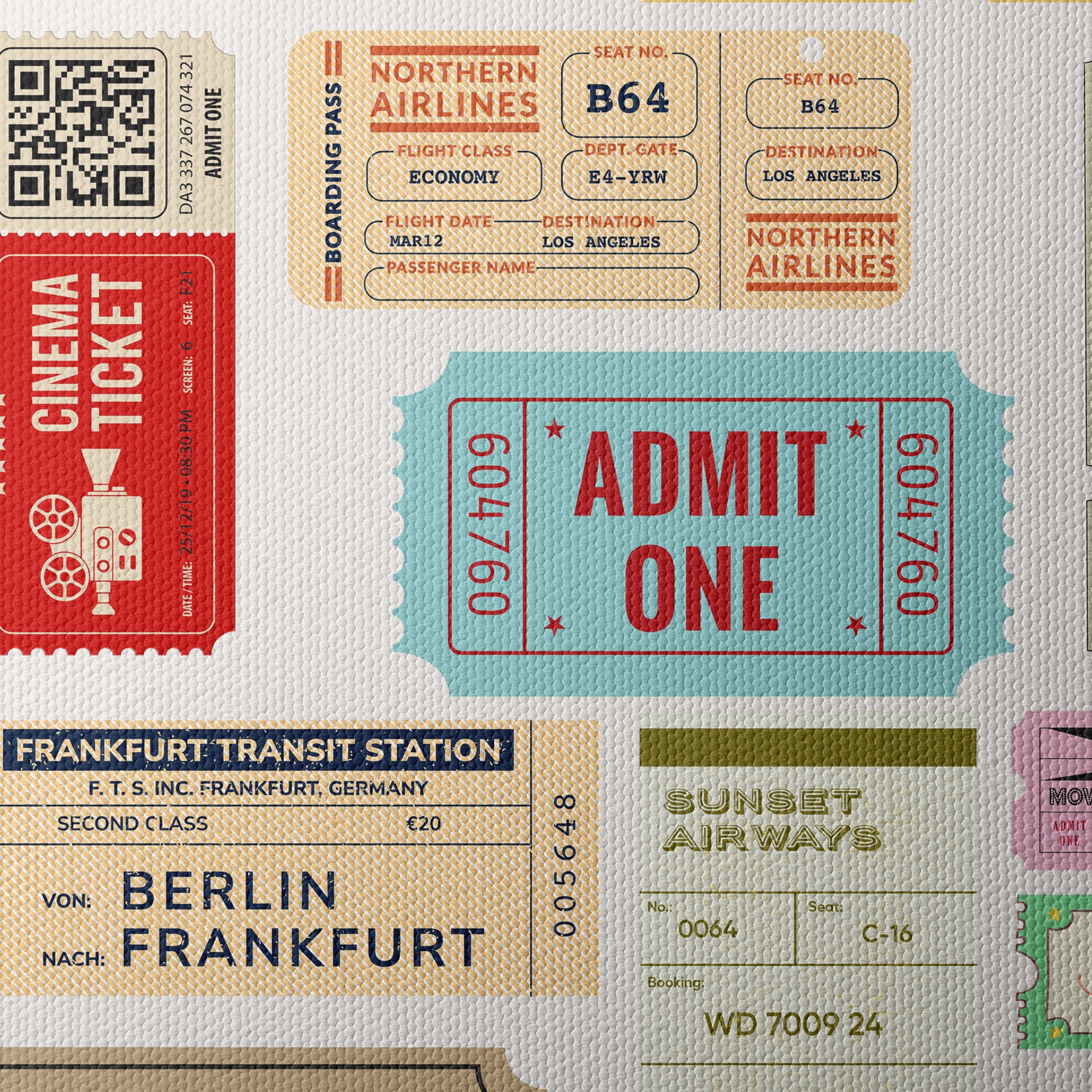 Vintage Ticket Art Collage Of Travel And Cinema - Image 4